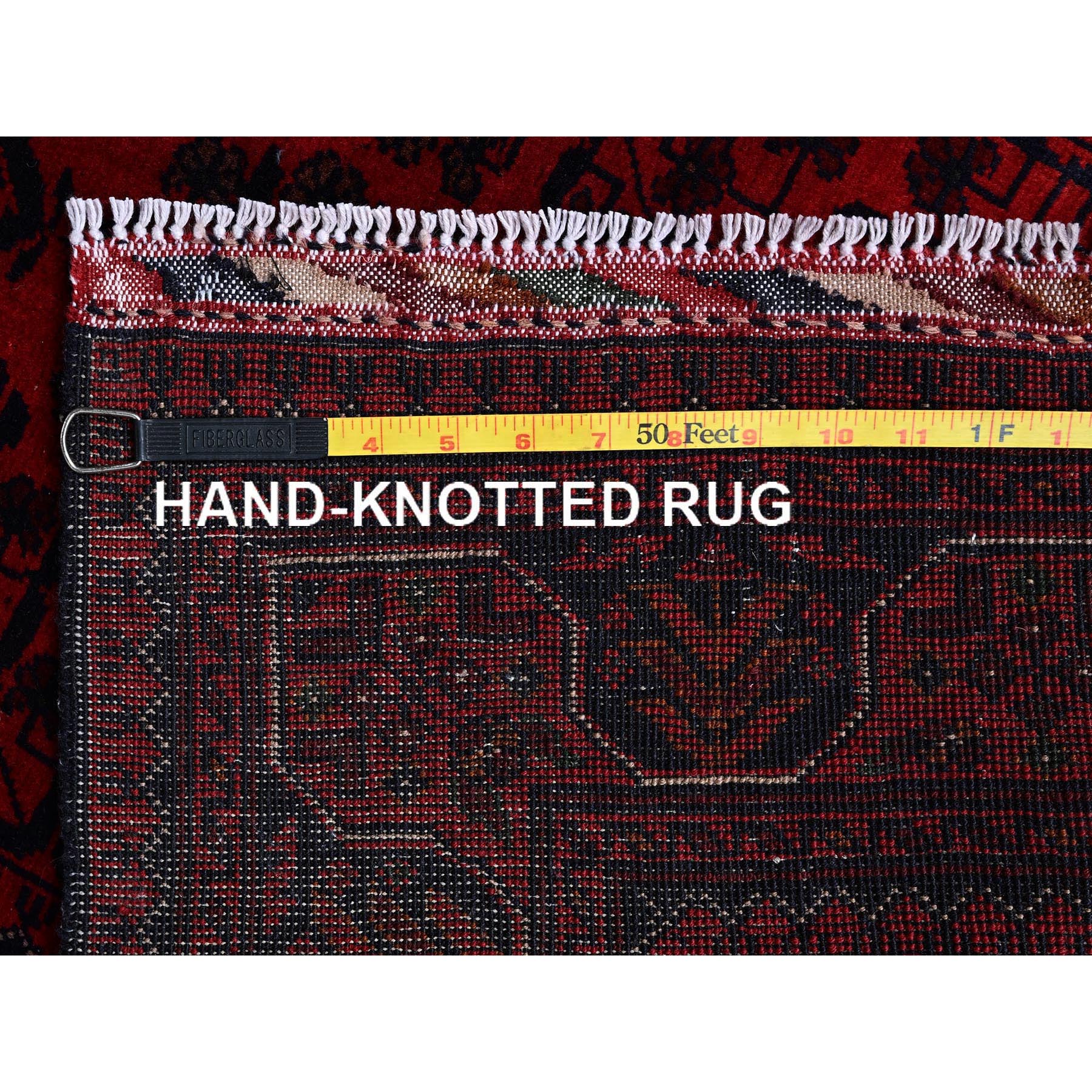 2'9"x3'10" Berry Red, Afghan Khamyab with Tribal Design, Hand Knotted, Soft Wool, Veggie Dyes, Mat, Sample, Oriental Rug Sh708