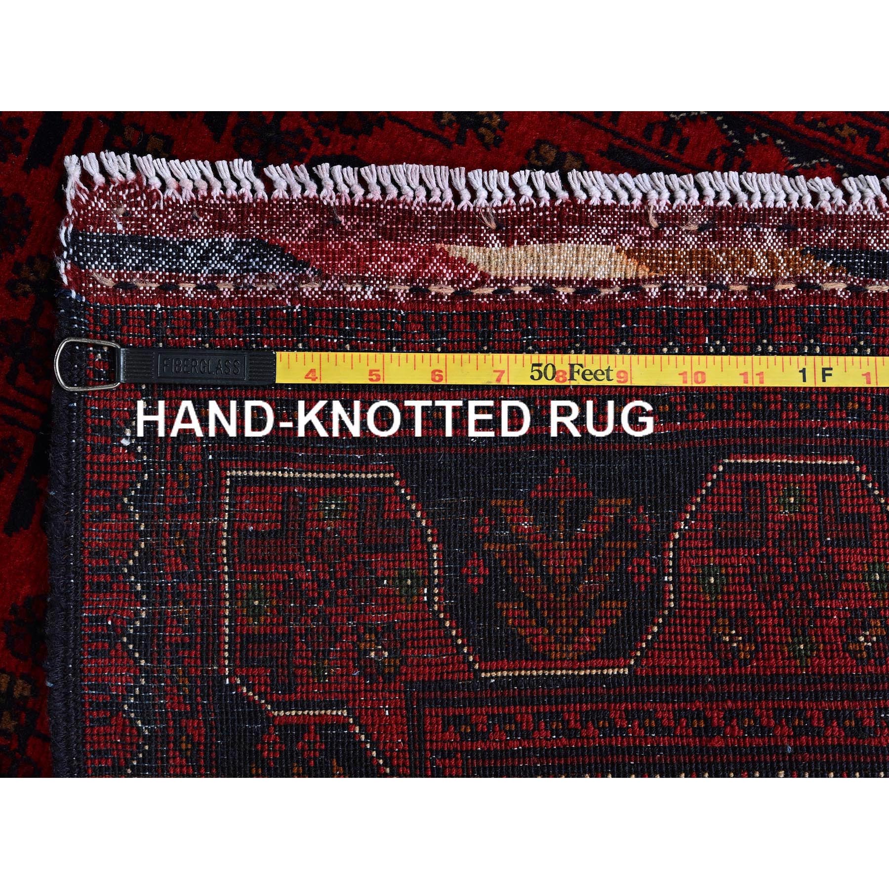 2'7"x4'2" Angels Red, Afghan Khamyab with Tribal Design, Soft and Shiny Wool, Vegetable Dyes, Hand Knotted, Mat, Sample, Oriental Rug Sh710