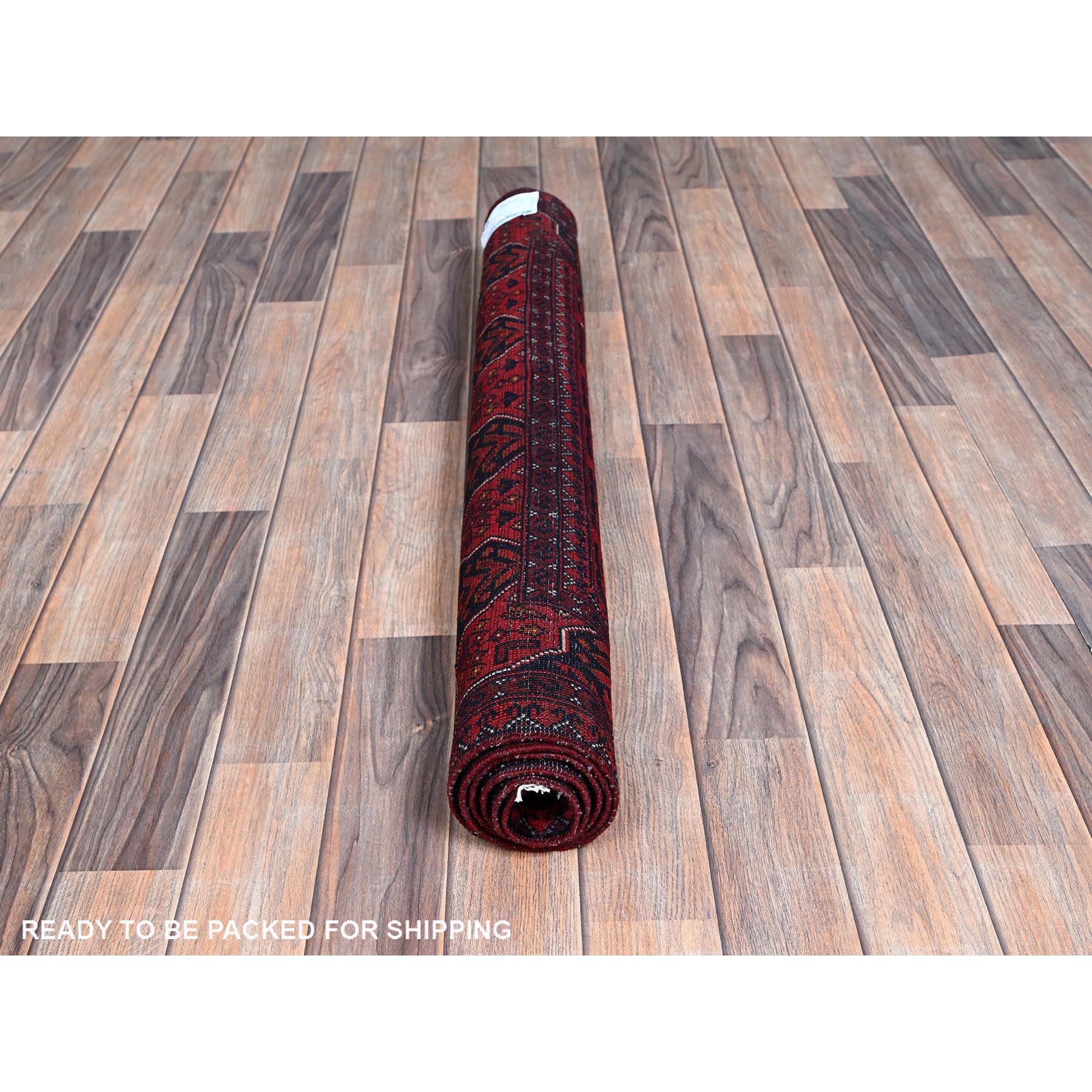 3'5"x4'10" Chili Red, Afghan Khamyab with Tribal Design, Hand Knotted, Soft and Velvety Wool, Vegetable Dyes, Oriental Rug Sh730