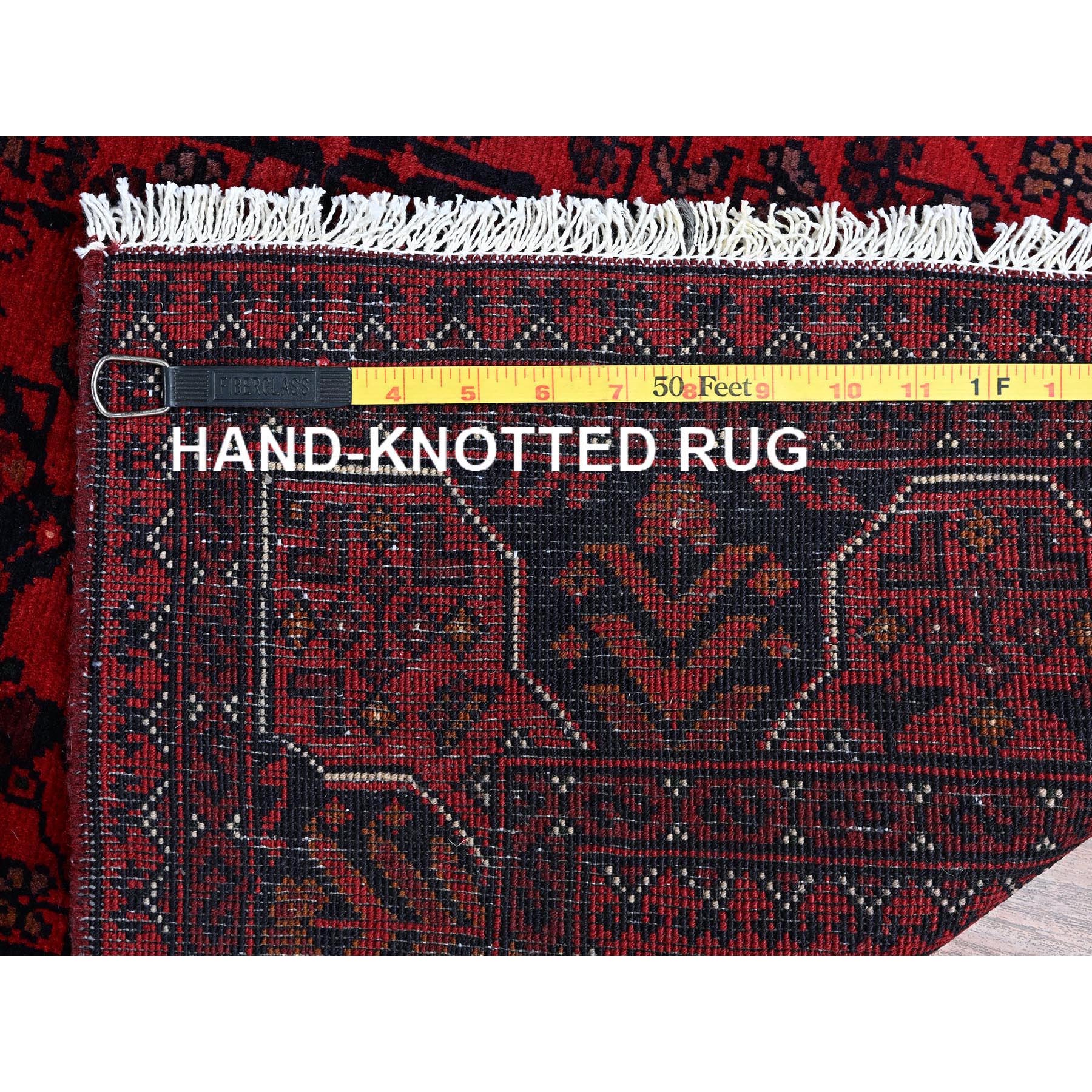 3'5"x4'10" Chili Red, Afghan Khamyab with Tribal Design, Hand Knotted, Soft and Velvety Wool, Vegetable Dyes, Oriental Rug Sh730