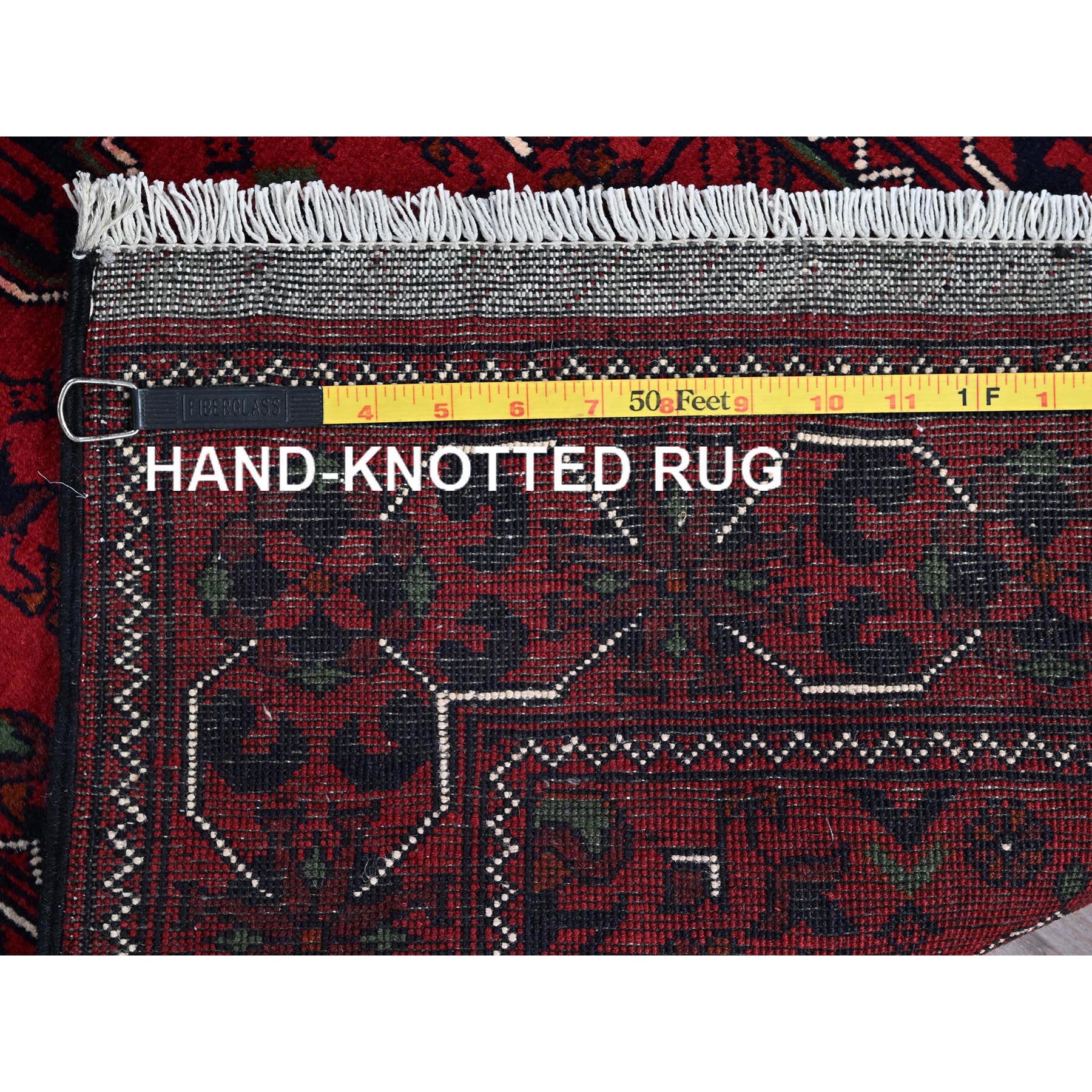 2'3"x5' Crimson Red, Afghan Khamyab with Geometric Medallions Design, Hand Knotted, Soft Wool, Vegetable Dyes, Short & Narrow Runner, Oriental Rug Sh736