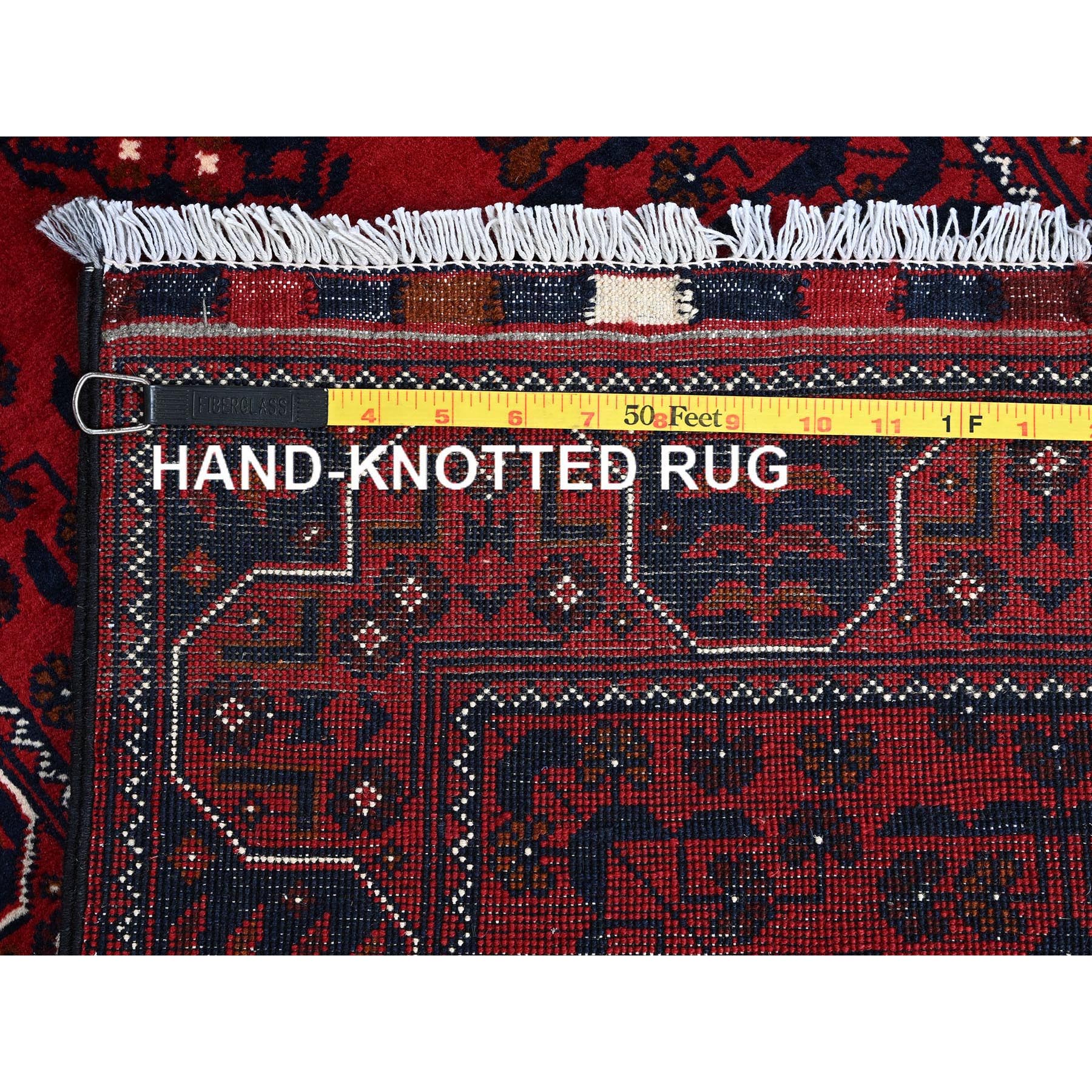 2'3"x5' Angels Red, Afghan Khamyab with Geometric Pattern, Hand Knotted, Soft and Velvety Wool, Vegetable Dyes, Short & Narrow Runner, Oriental Rug Sh737