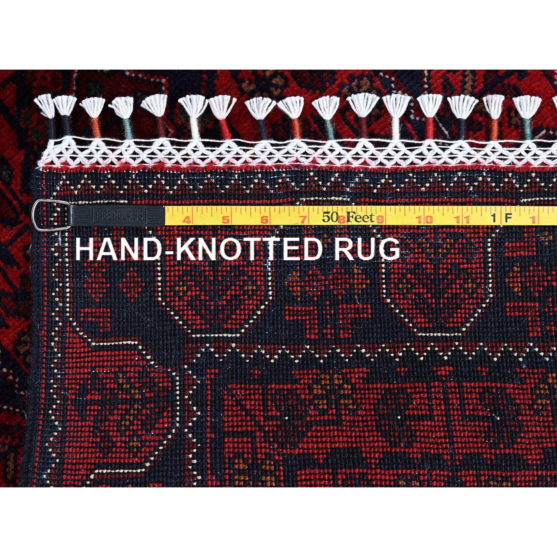 1'9"x4'10" Crimson Red, Afghan Khamyab with Tribal Medallions Design, Soft Wool, Natural Dyes, Hand Knotted, Short & Narrow Runner, Oriental Rug Sh738