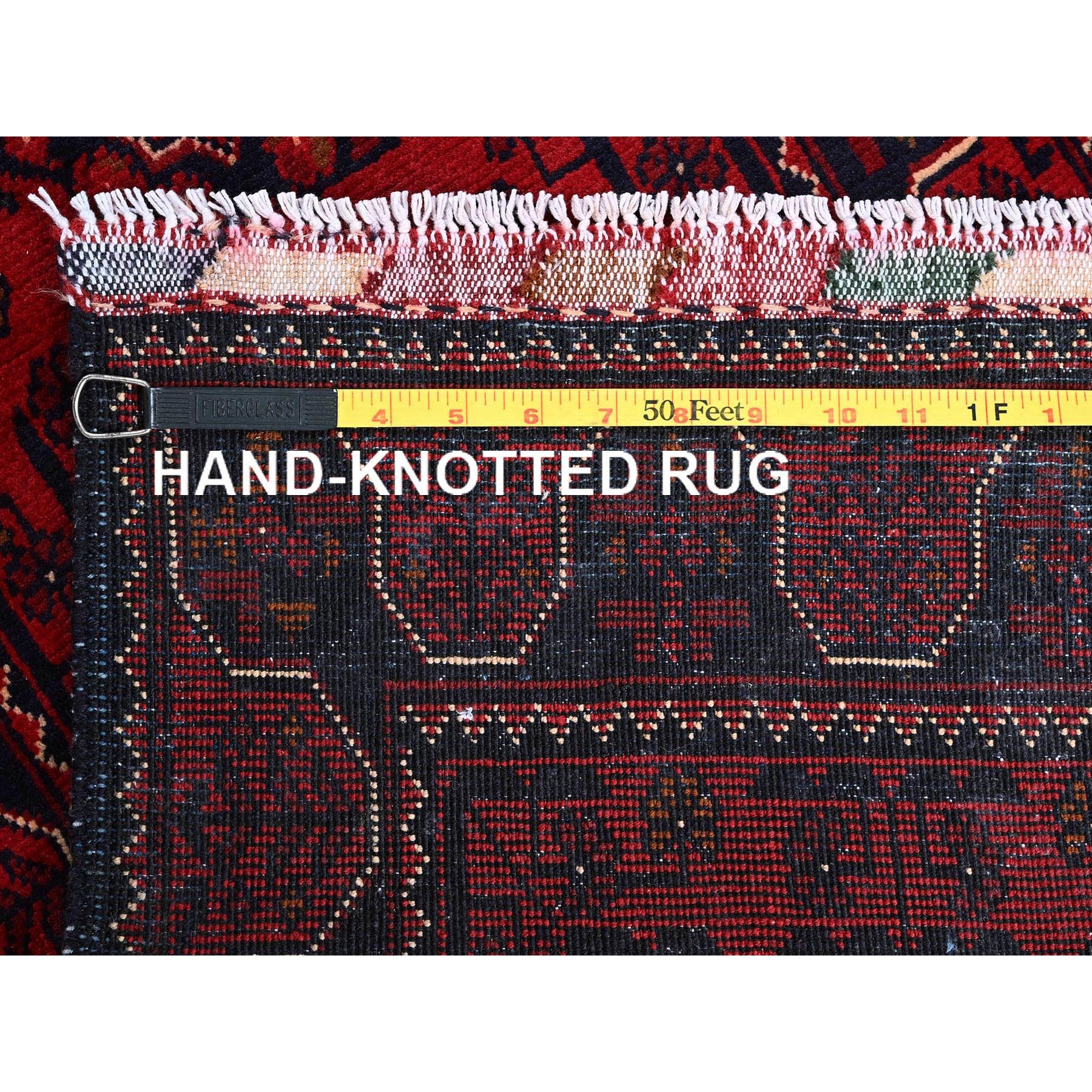1'9"x4'10" Chili Red, Afghan Khamyab with Tribal Medallions Design, Hand Knotted, Soft and Velvety Wool, Vegetable Dyes, Short and Narrow Runner, Oriental Rug Sh746