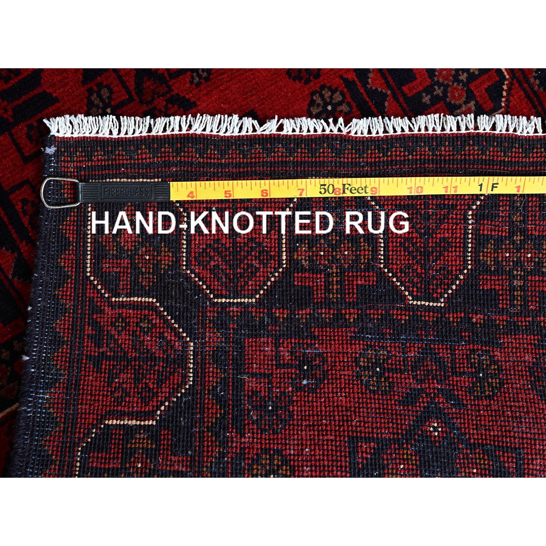 1'9"x4'9" Carmine Red, Afghan Khamyab with Tribal Medallions Design, Hand Knotted, Soft and Velvety Wool, Vegetable Dyes, Short and Narrow Runner, Oriental Rug Sh756
