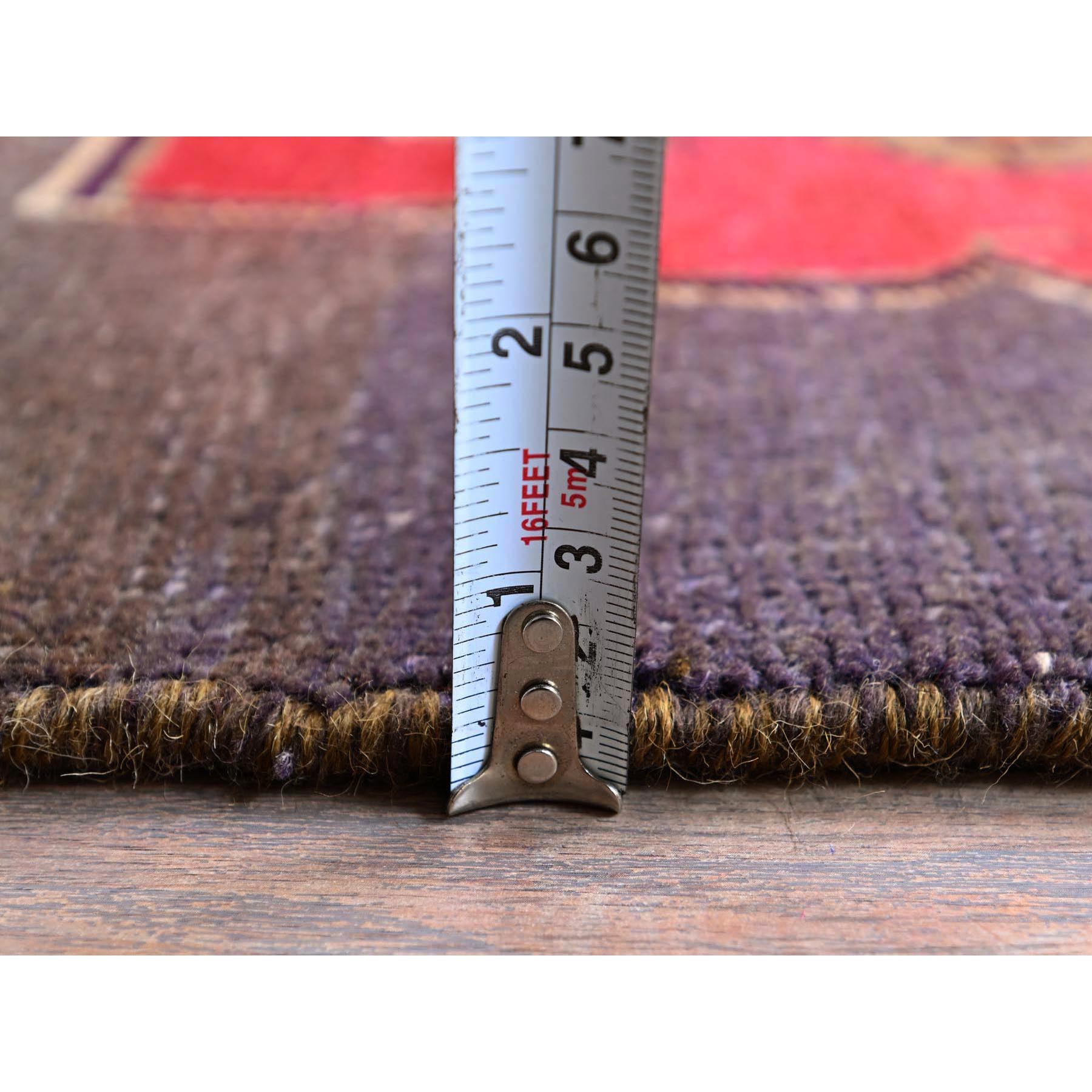 2'8"x7'10" Graphite Gray, Vintage Persian Hamadan with Geometric Medallions Design, Shaved Down, Zero Pile, Sides and Ends Professionally Secured, Hand Knotted, Pure Wool, Runner, Oriental Rug Sh796