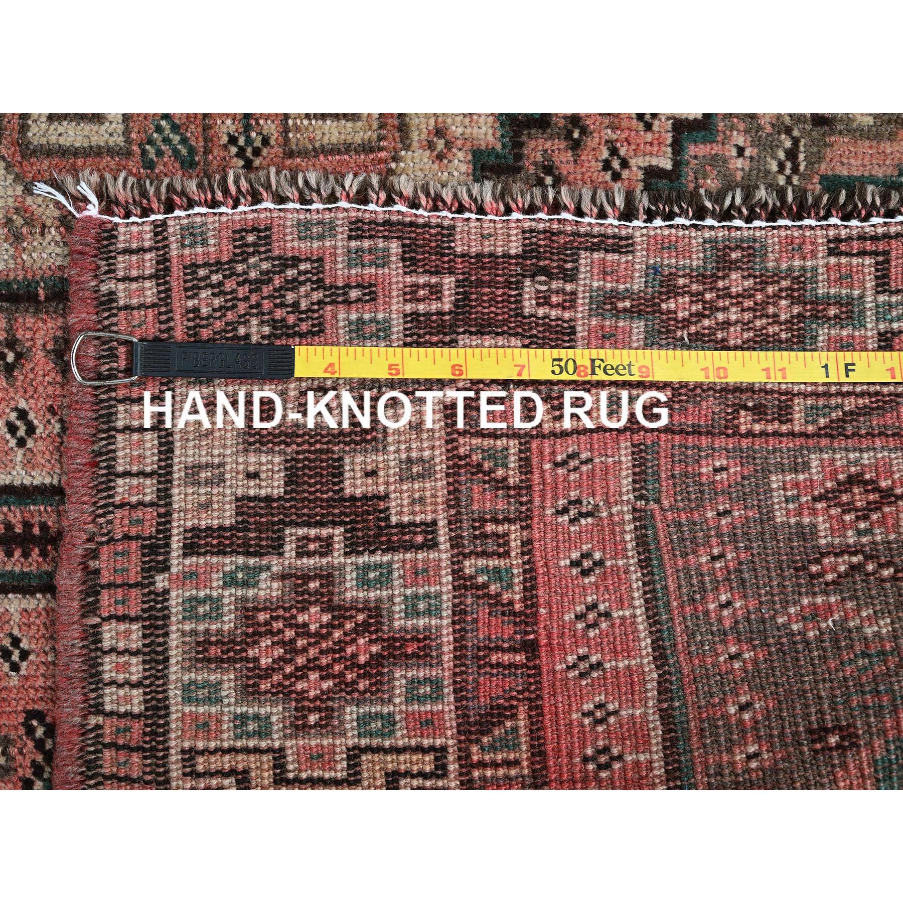 5'2"x8' Blush Red, Semi Antique Persian Shiraz with Geometric Pattern, Shaved Down, Zero Pile, Sides and Ends Professionally Secured, Hand Knotted, Pure Wool, Oriental Rug Sh803