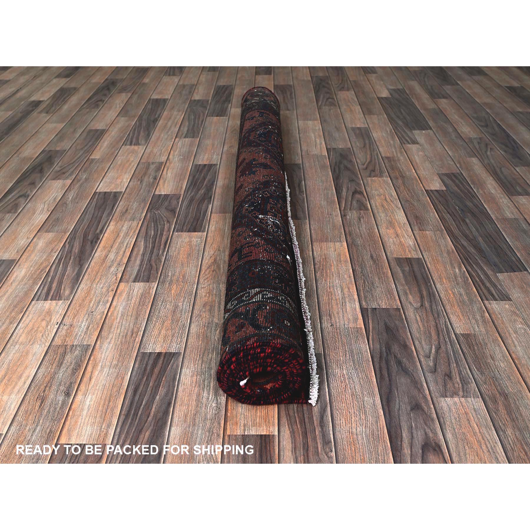 4'10"x7'10" Burnt Orange, Vintage Persian Shiraz with Geometric Pattern, Small Animal Figurines, Shaved Down, Zero Pile, Sides and Ends Professionally Secured, Hand Knotted, Pure Wool, Oriental Rug Sh808