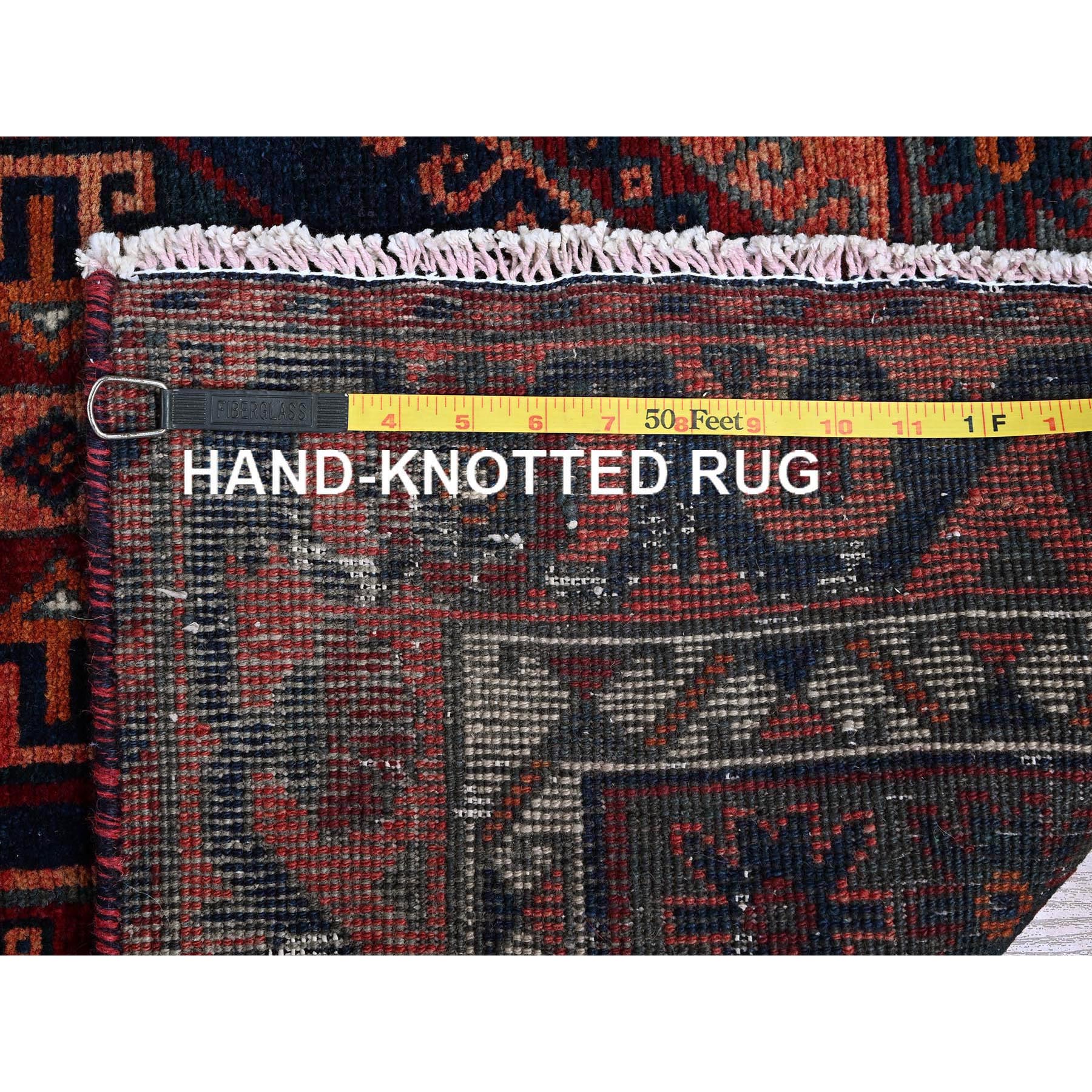 4'10"x7'10" Burnt Orange, Vintage Persian Shiraz with Geometric Pattern, Small Animal Figurines, Shaved Down, Zero Pile, Sides and Ends Professionally Secured, Hand Knotted, Pure Wool, Oriental Rug Sh808