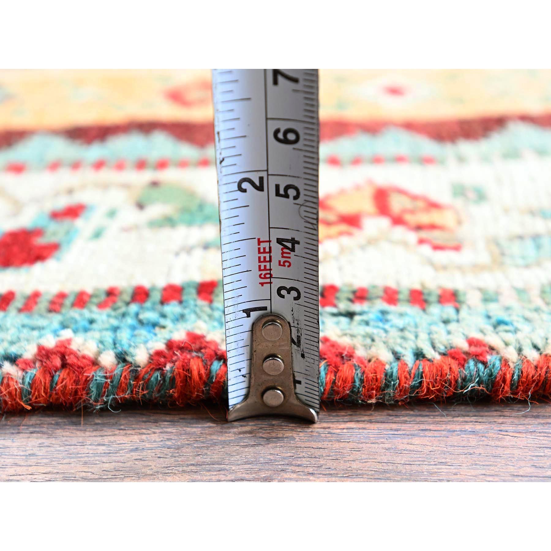 4'10"x7'4" Crimson Red, Vintage Persian Shiraz with Distinct Abrash, Geometric Pattern, Cropped Thin, Zero Pile, Sides and Ends Professionally Secured, Hand Knotted, Pure Wool, Oriental Rug Sh812