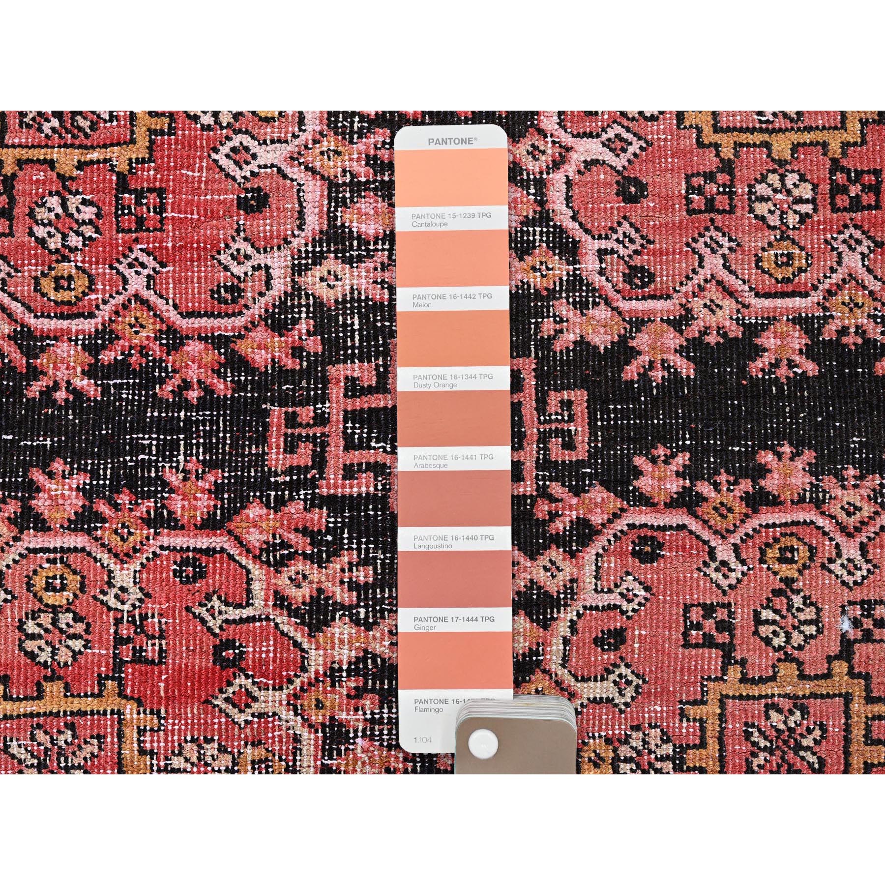 5'2"x8'6" Blush Red, Vintage Afghan Ersari with Tribal Design, Cropped Thin, Zero Pile, Sides and Ends Professionally Secured, Good Condition, Hand Knotted, Pure Wool, Oriental Rug Sh814