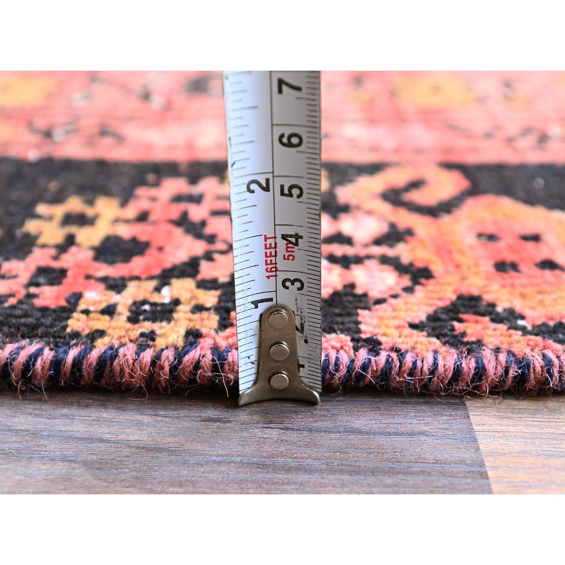 5'2"x8'6" Blush Red, Vintage Afghan Ersari with Tribal Design, Cropped Thin, Zero Pile, Sides and Ends Professionally Secured, Good Condition, Hand Knotted, Pure Wool, Oriental Rug Sh814