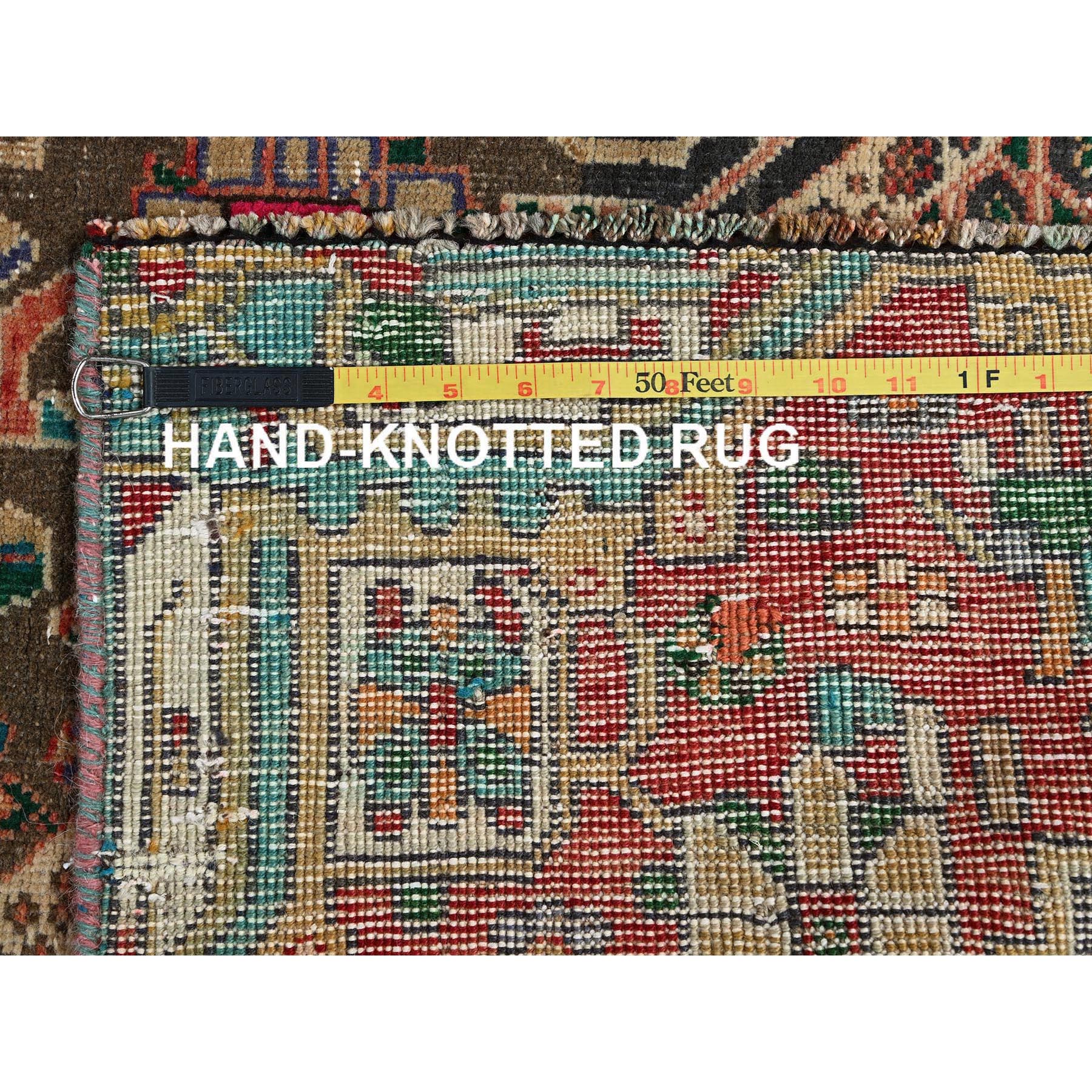 4'3"x7'6" Coral Red, Vintage Persian Shiraz with Geometric Pattern, Shaved Low, Zero Pile, Sides and Ends Professionally Secured, Clean, Hand Knotted, Pure Wool, Fragment, Oriental Rug Sh817
