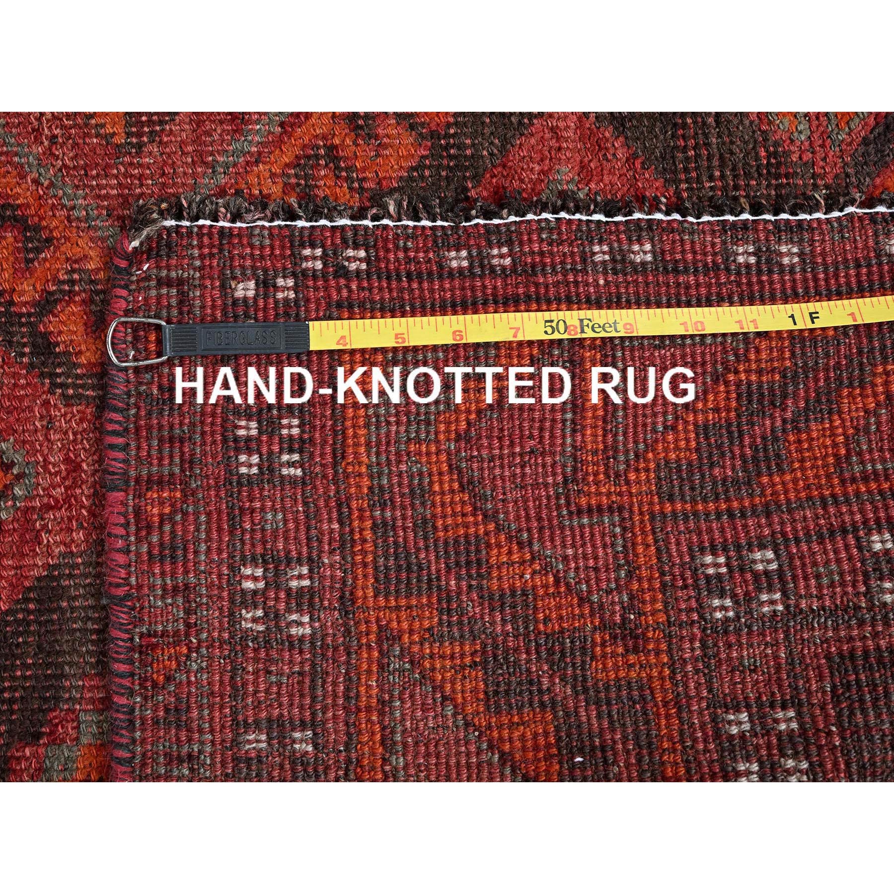 4'6"x6'6" Crimson Red, Vintage Persian Shiraz with Geometric Pattern, Shaved Down, Zero Pile, Sides and Ends Professionally Secured, Clean, Hand Knotted, 100% Wool, Oriental Rug Sh820