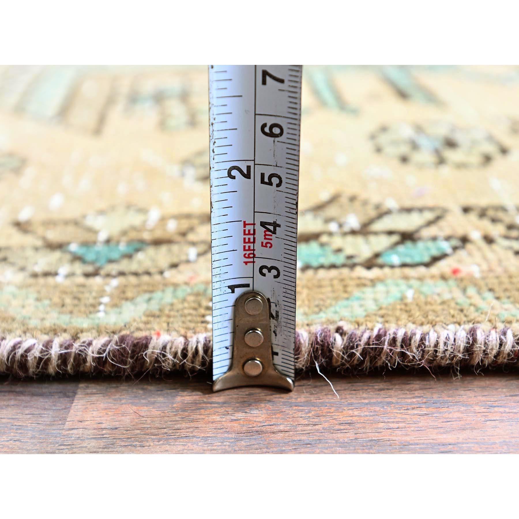 2'9"x10'7" Dark Vanilla Brown, Tea Washed, Vintage Persian Karajeh, Sheared Low, Zero Pile, Sides and Ends Professionally Secured, Hand Knotted, Pure Wool, Narrow Runner, Oriental Rug Sh832