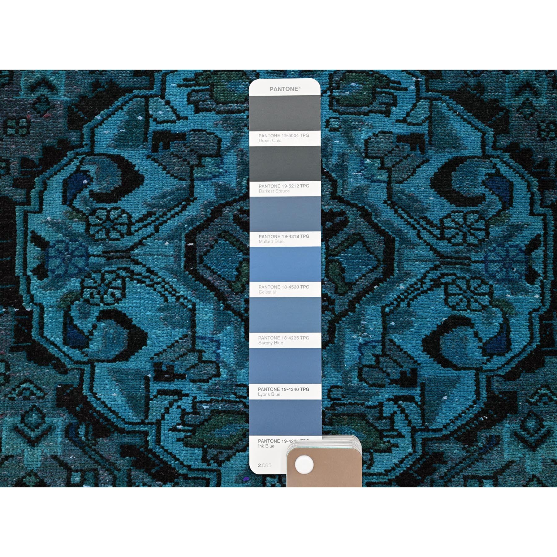 2'3"x4'5" Teal Overdyed, Vintage Persian Bakhtiar, Worn and Distressed, 100% Wool, Hand Knotted, Shaved Down, Zero Pile, Sides and Ends Professionally Secured, Fragment, Oriental Rug Sh844