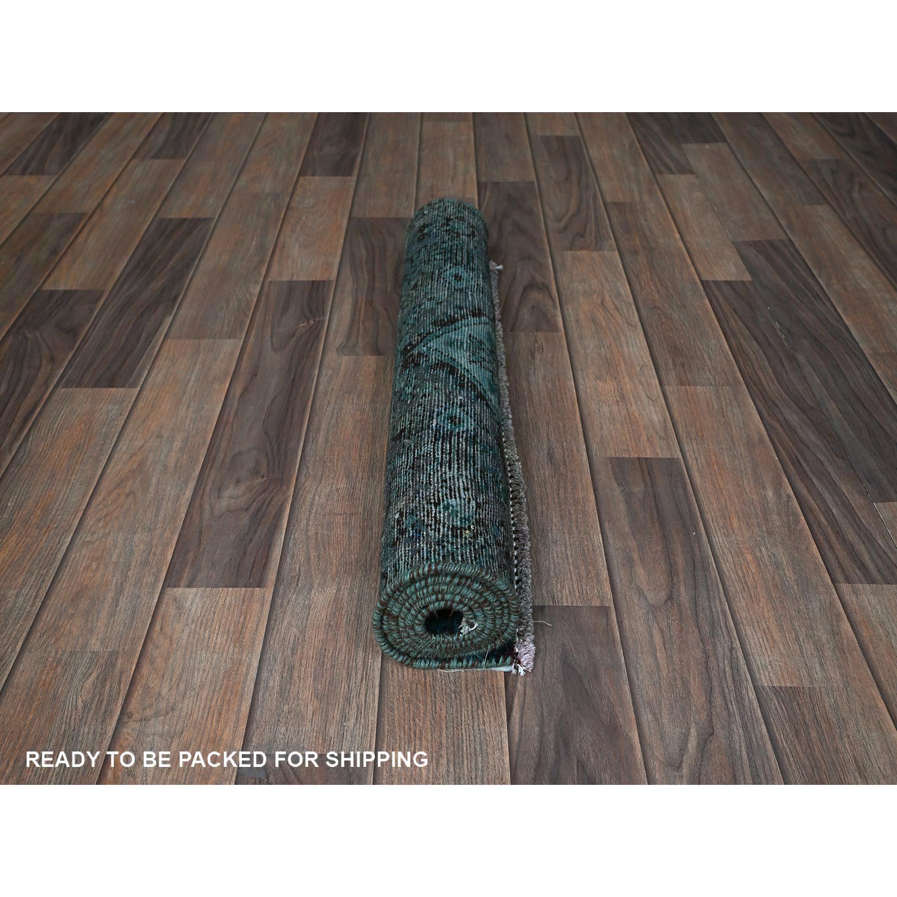 2'3"x4'5" Teal Overdyed, Vintage Persian Bakhtiar, Worn and Distressed, 100% Wool, Hand Knotted, Shaved Down, Zero Pile, Sides and Ends Professionally Secured, Fragment, Oriental Rug Sh844