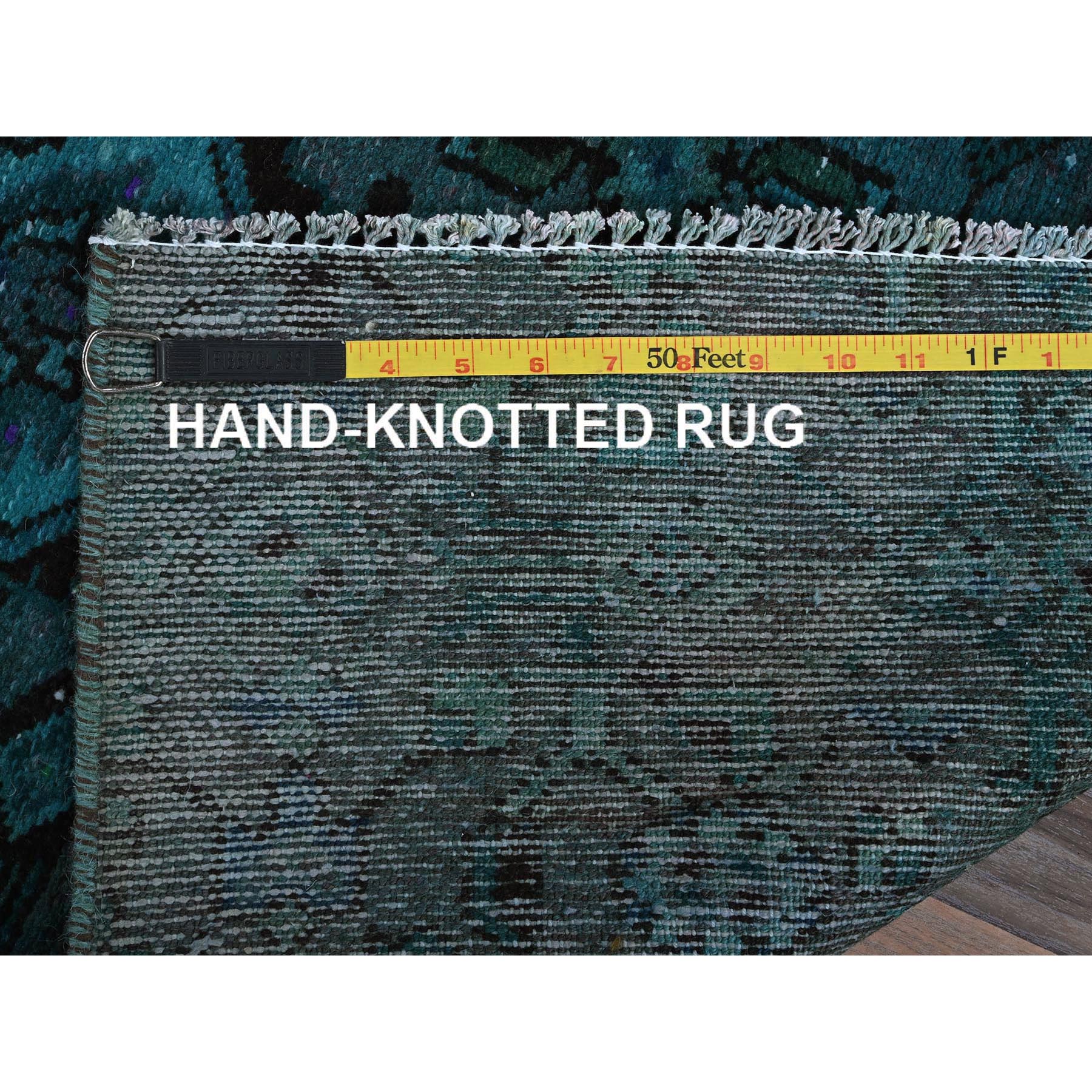 2'3"x4'5" Teal Overdyed, Vintage Persian Bakhtiar, Worn and Distressed, 100% Wool, Hand Knotted, Shaved Down, Zero Pile, Sides and Ends Professionally Secured, Fragment, Oriental Rug Sh844