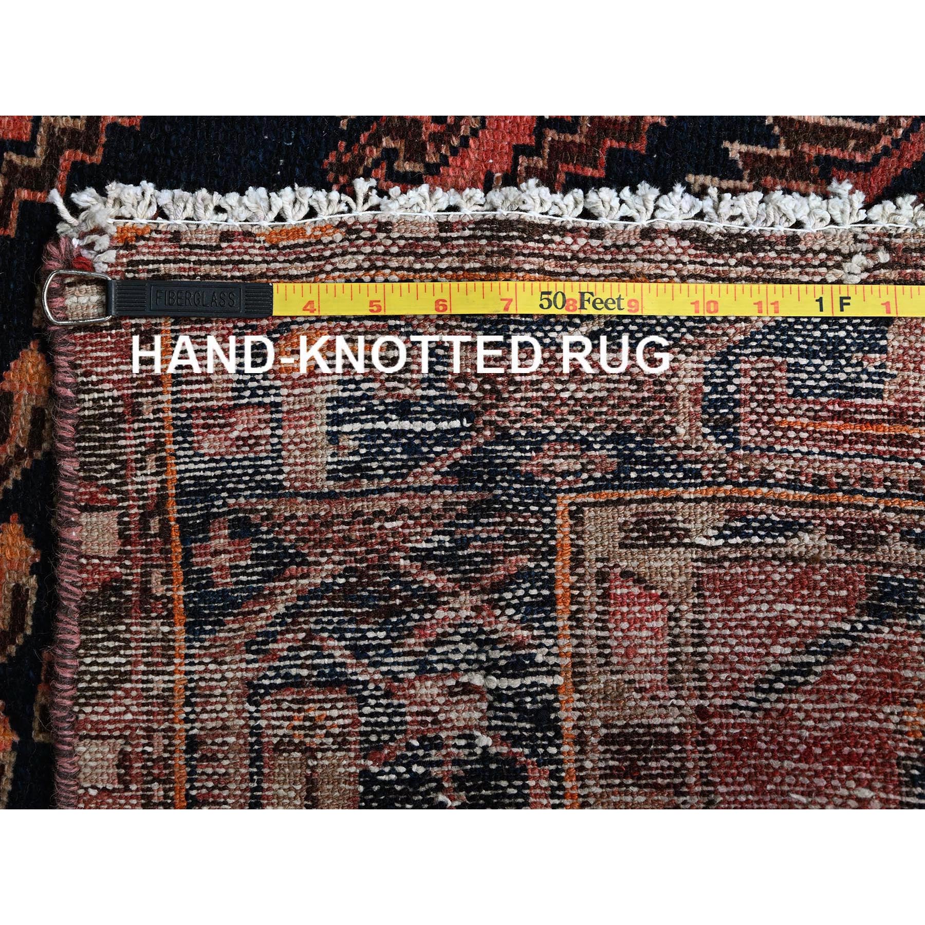 4'1"x6'9" Blush Red, Vintage Persian Hamadan with Geometric Design, Shaved Down, Zero Pile, Sides and Ends Professionally Secured, Evenly Worn, Hand Knotted, 100% Wool, Oriental Rug Sh848