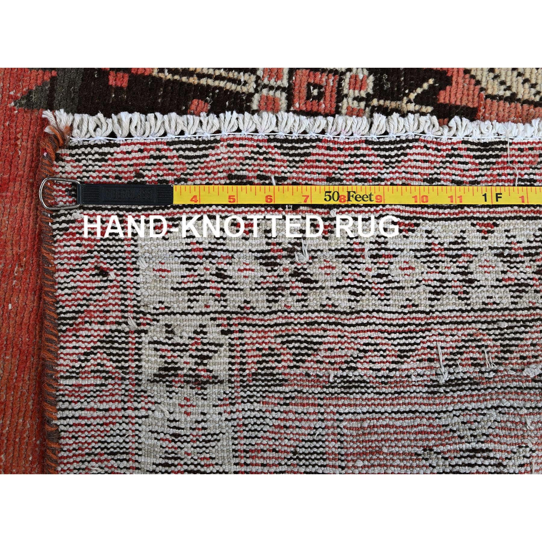 3'9"x6'2" Blush Red, Vintage Persian Baluch with Geometric Pattern, Shaved Low, Zero Pile, Evenly Worn, Sides and Ends Professionally Secured, Clean, Hand Knotted, 100% Wool, Oriental Rug Sh865
