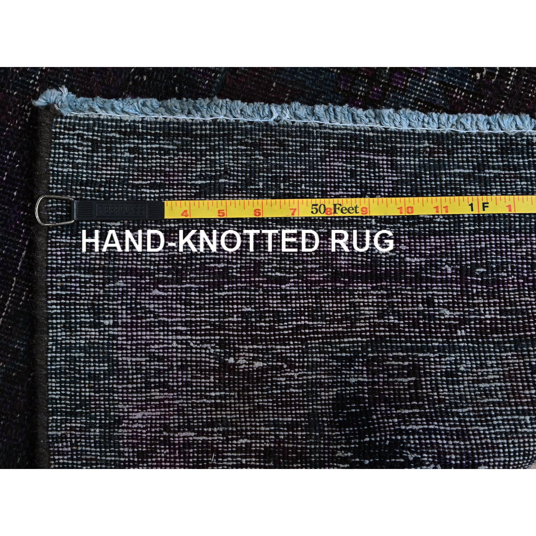 2'8"x12'1" Wine Red, Dark Colors, Overdyed Vintage Persian Hamadan, 100% Wool, Hand Knotted, Distressed, Cropped Thin, Sides and Ends Professionally Secured, Runner, Oriental Rug Sh877