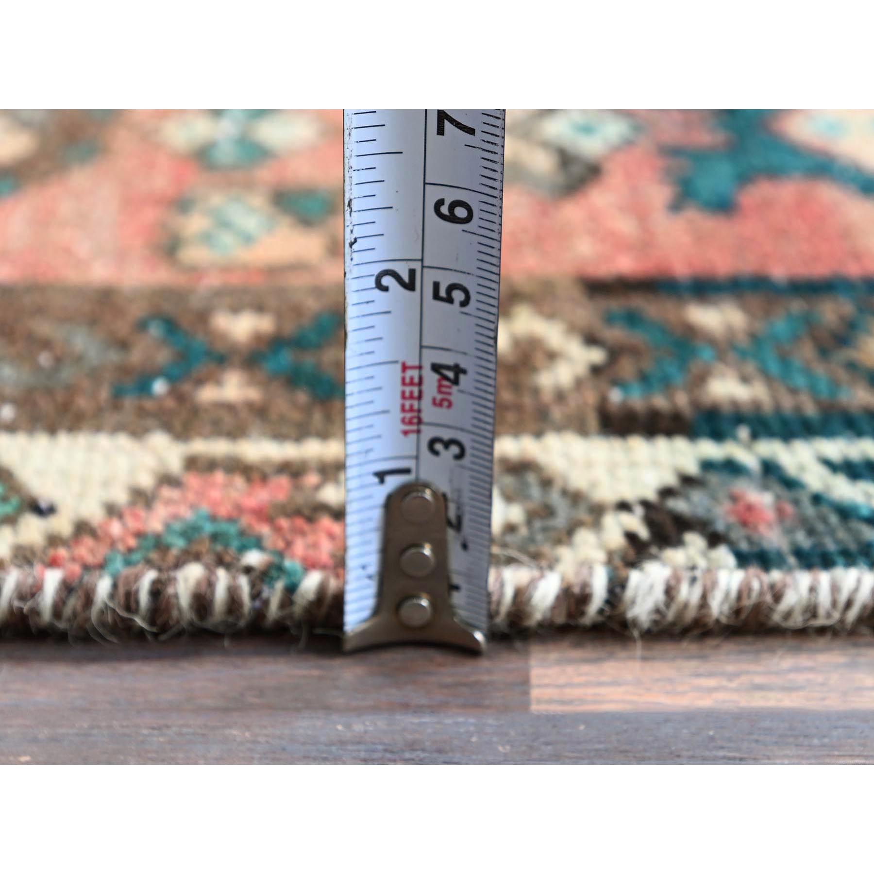 2'7"x9'1" Blush Red, Vintage Persian Hamadan with All Over Fish Design, Sheared Low, Zero Pile, Sides and Ends Professionally Secured, Clean, Hand Knotted, Pure Wool, Narrow Runner, Oriental Rug Sh884