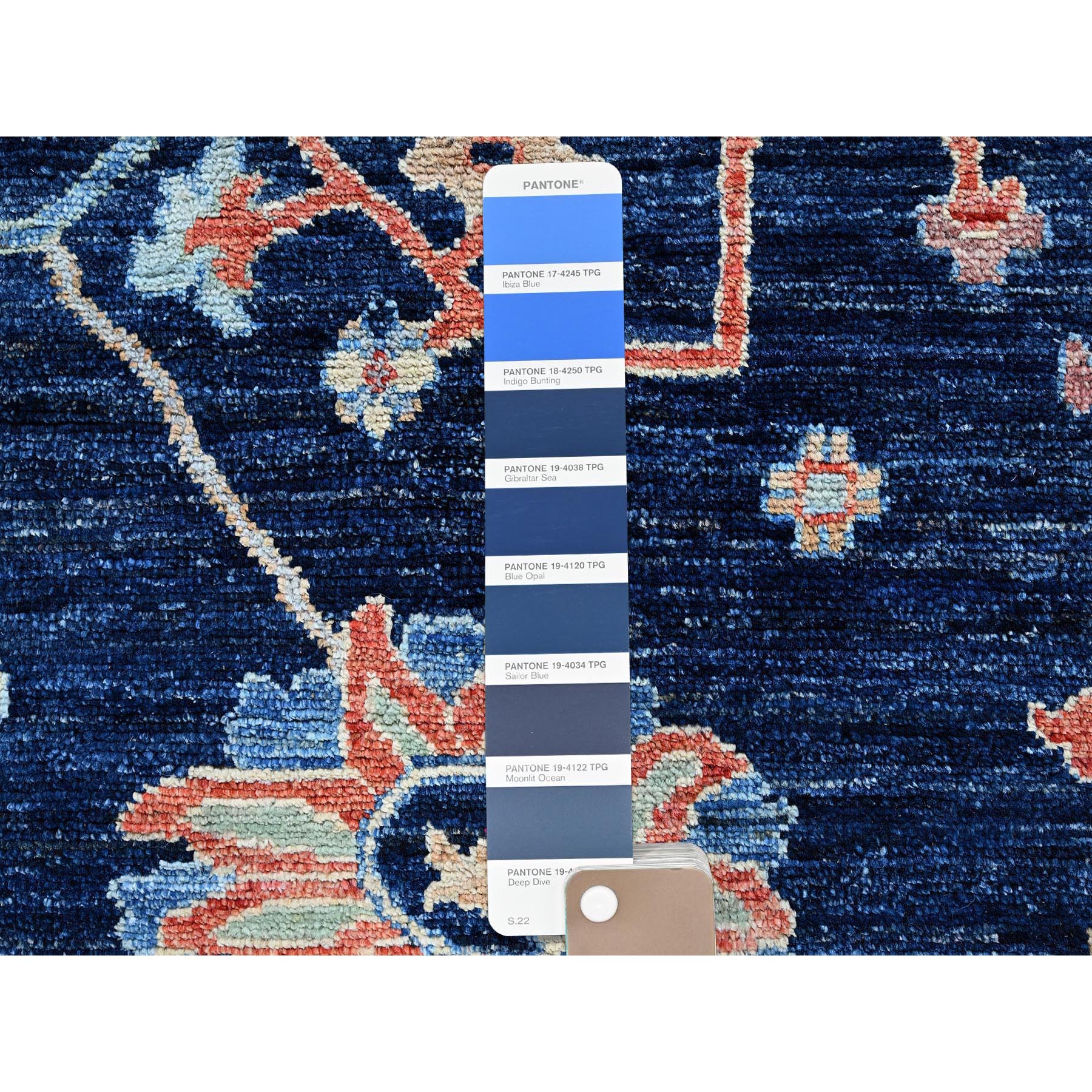 8'3"x10' Yale Blue, Afghan Oushak with Colorful Leaf Design, Supple Collection, Soft and Lush Pile, Shiny Wool, Densely Woven, Hand Knotted, Oriental Rug Sh888