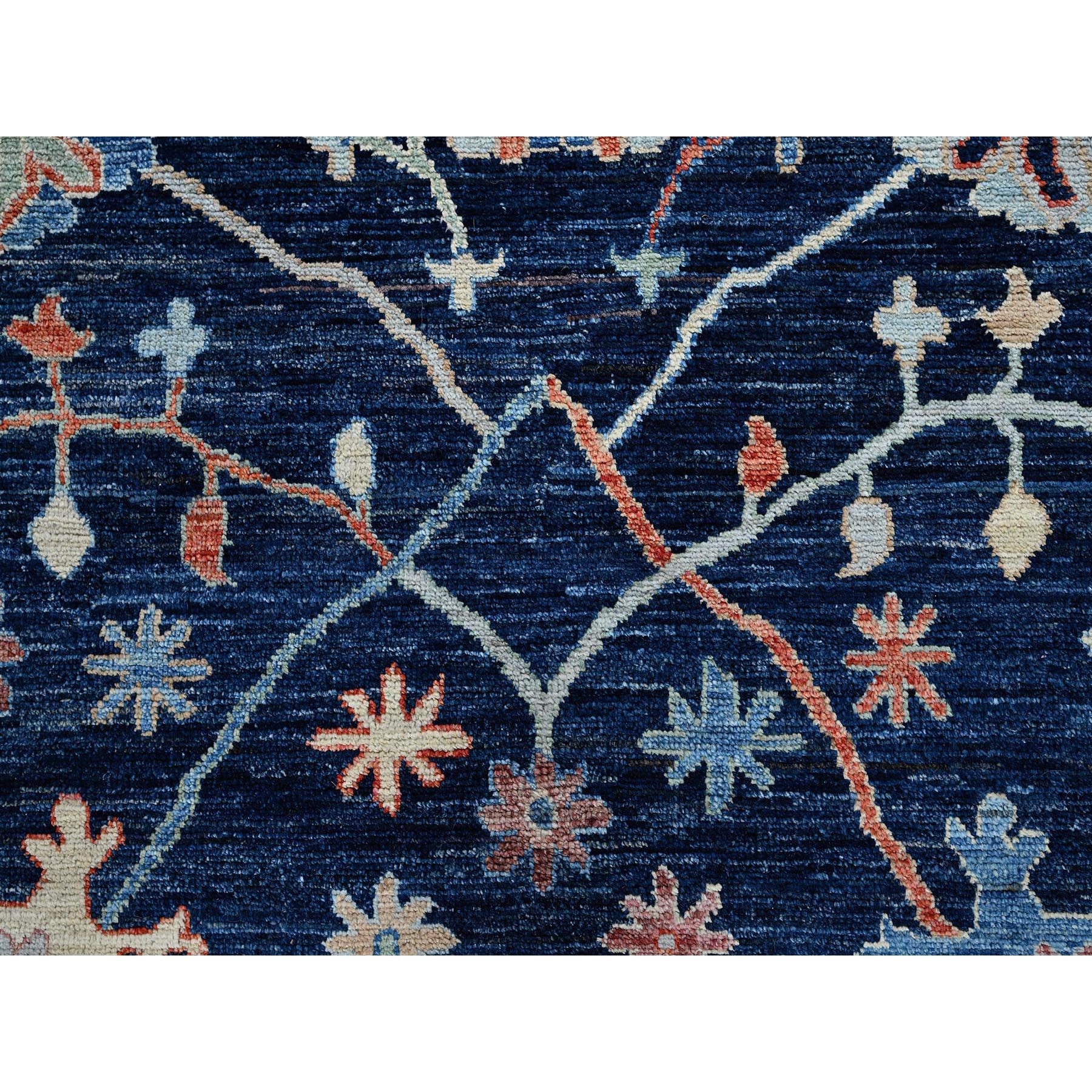 8'3"x10' Yale Blue, Afghan Oushak with Colorful Leaf Design, Supple Collection, Soft and Lush Pile, Shiny Wool, Densely Woven, Hand Knotted, Oriental Rug Sh888
