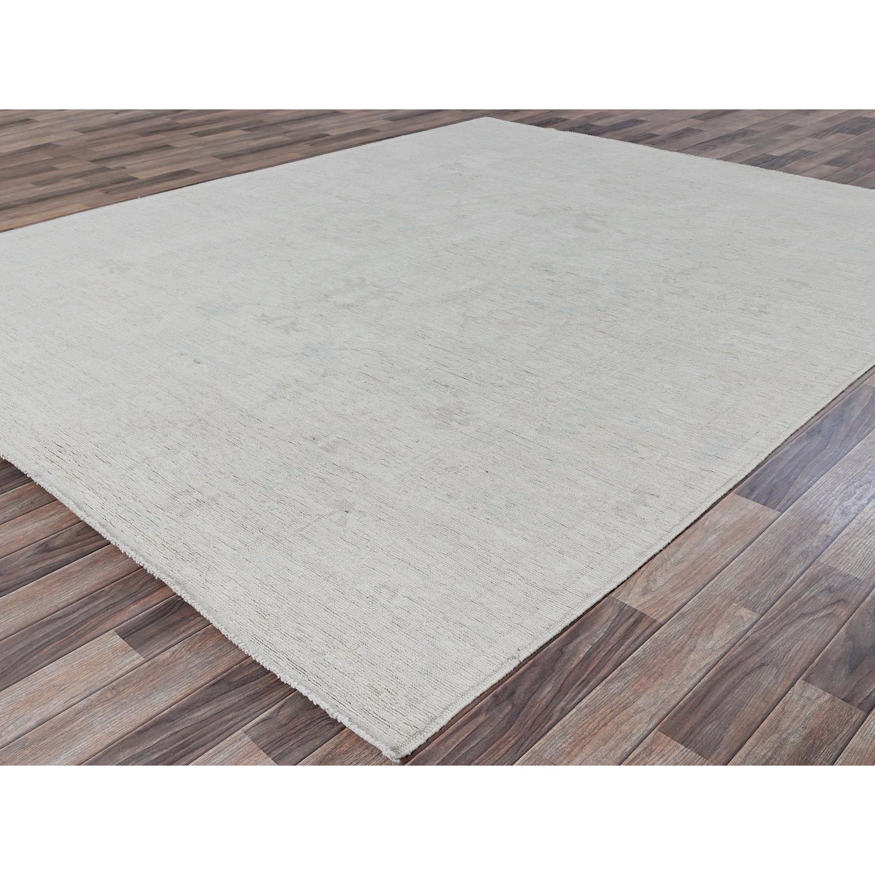 8'x10' Bone White, Afghan Oushak with All Over Vines Design, Supple Collection, Soft and Lush Pile, Pure Wool, Densely Woven, Hand Knotted, Oriental Rug Sh889