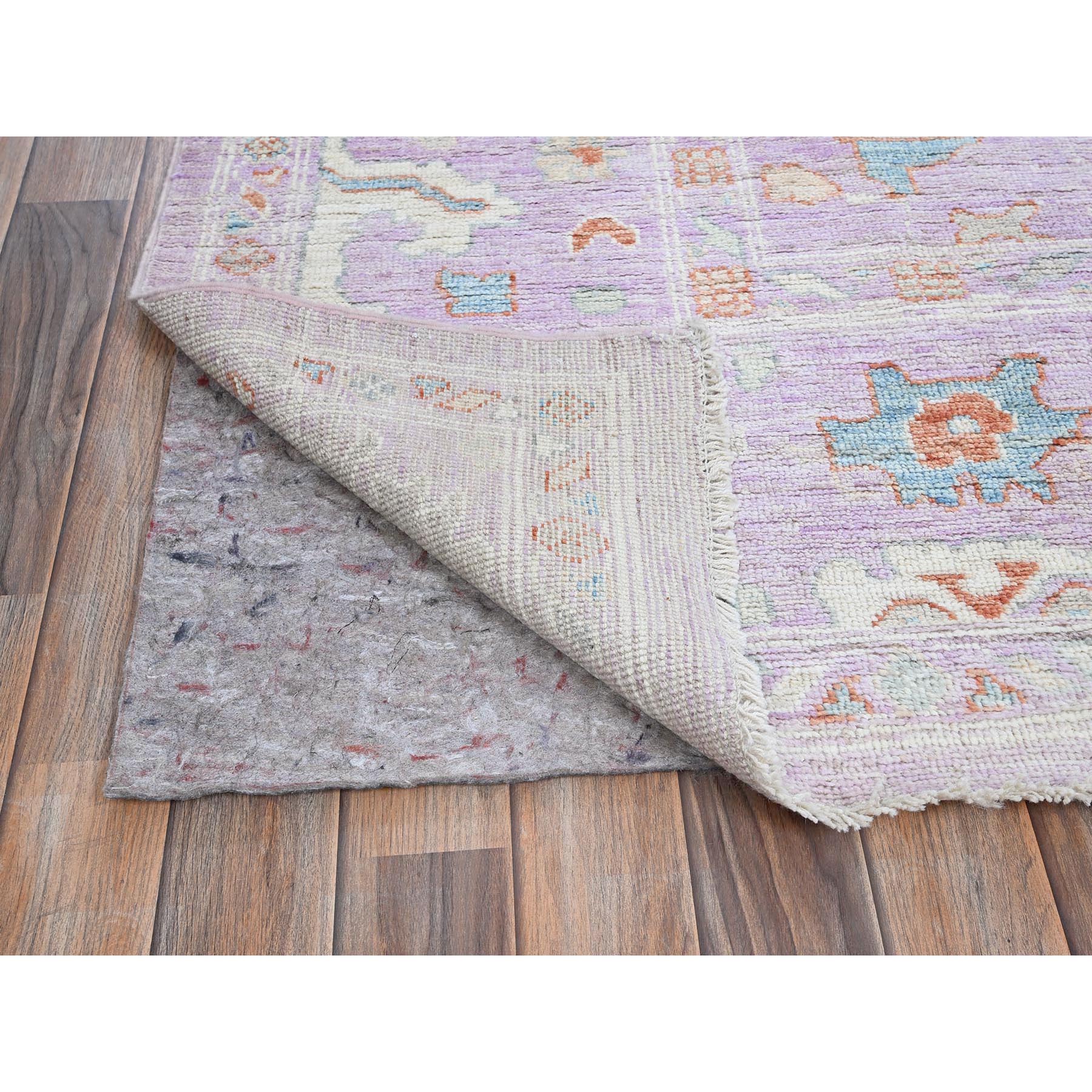 8'x10' Lavender Purple, Afghan Oushak with Colorful Leaf Design, Supple Collection, Hand Knotted, Soft and Lush Pile, Pure Wool, Densely Woven, Oriental Rug Sh890