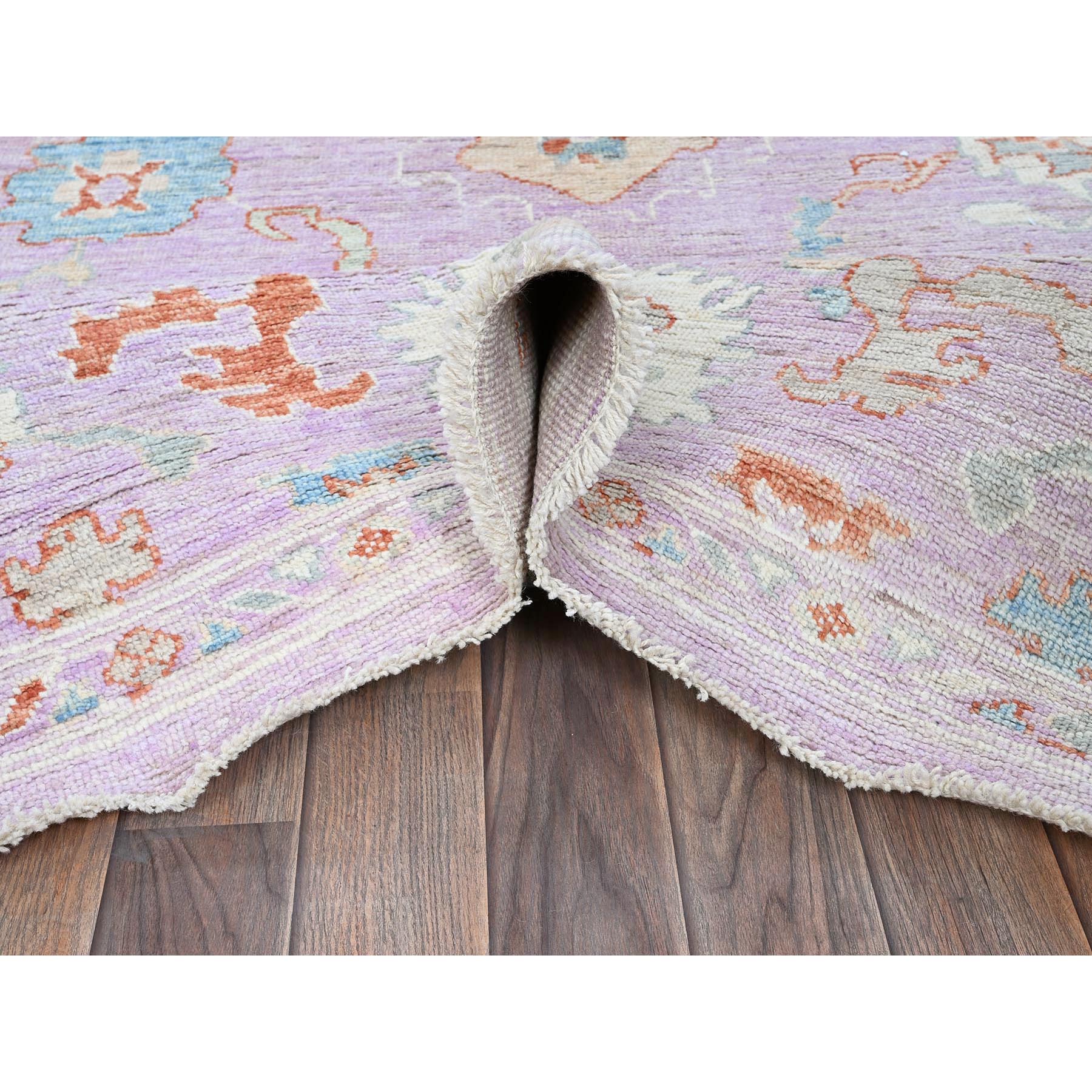 8'x10' Lavender Purple, Afghan Oushak with Colorful Leaf Design, Supple Collection, Hand Knotted, Soft and Lush Pile, Pure Wool, Densely Woven, Oriental Rug Sh890