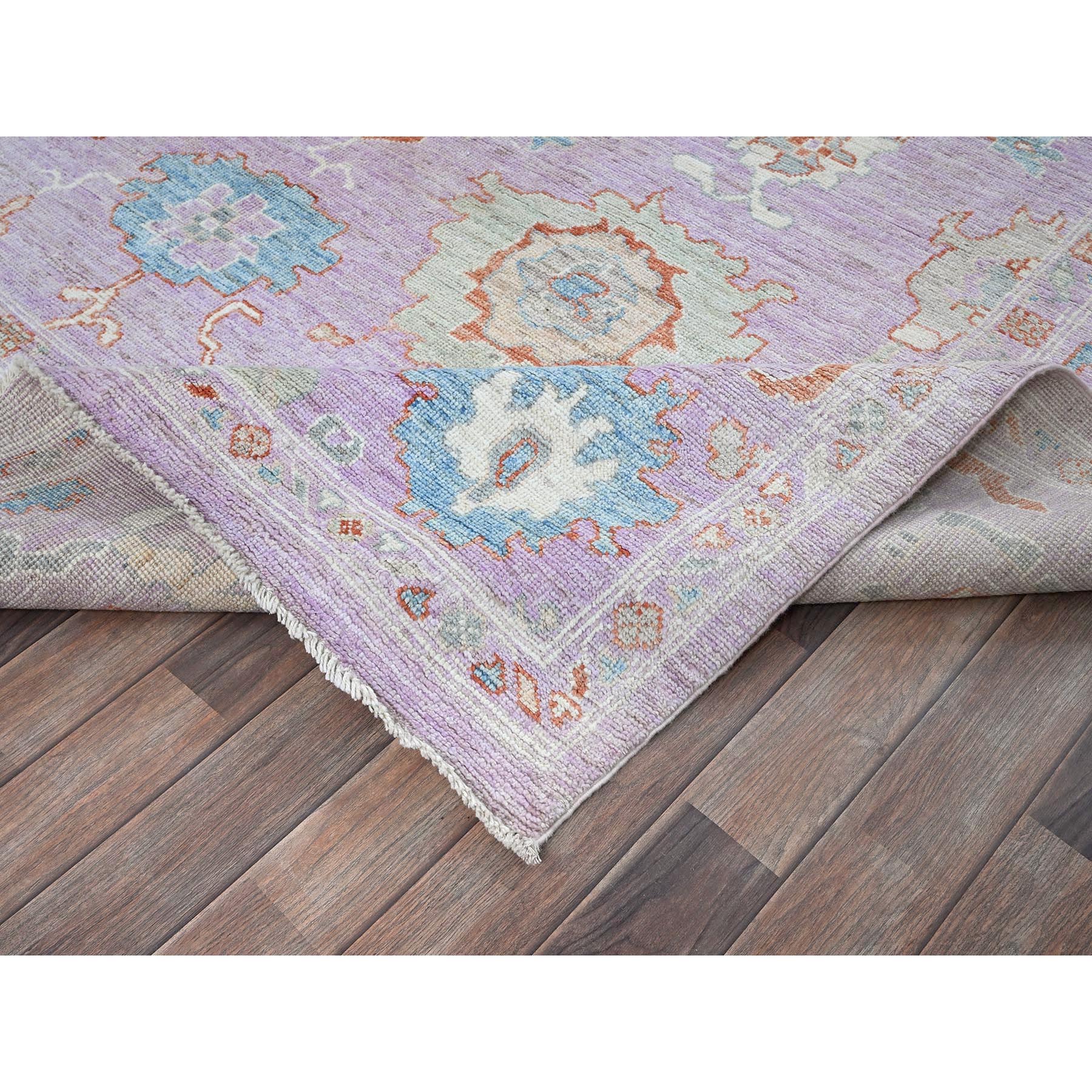 8'x10' Lavender Purple, Afghan Oushak with Colorful Leaf Design, Supple Collection, Hand Knotted, Soft and Lush Pile, Pure Wool, Densely Woven, Oriental Rug Sh890