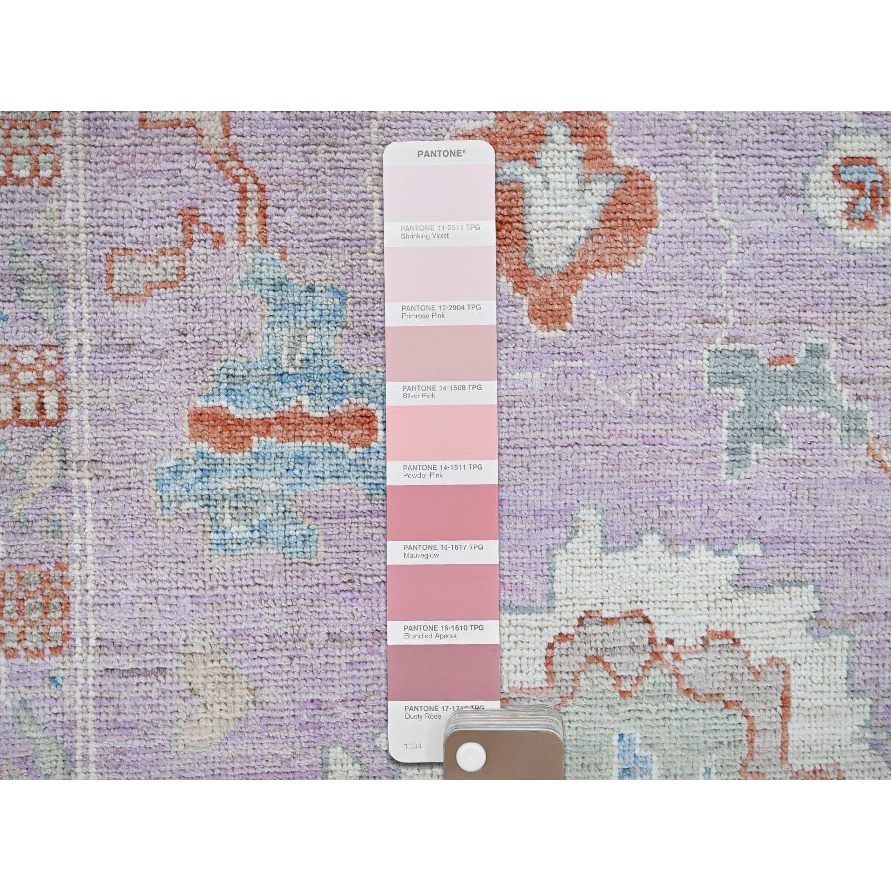 8'x10' Lavender Purple, Afghan Oushak with Colorful Leaf Design, Supple Collection, Hand Knotted, Soft and Lush Pile, Pure Wool, Densely Woven, Oriental Rug Sh890