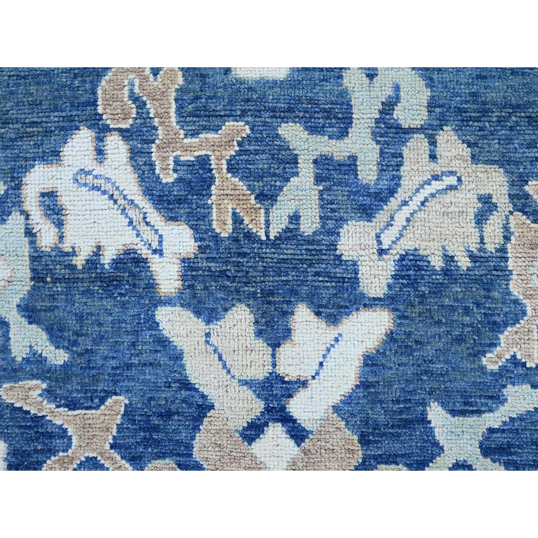 8'2"x10'1" Opal Blue, Afghan Oushak with Leaf Design, Supple Collection, Velvety Wool, Soft and Lush Pile, Densely Woven, Hand Knotted, Oriental Rug Sh891