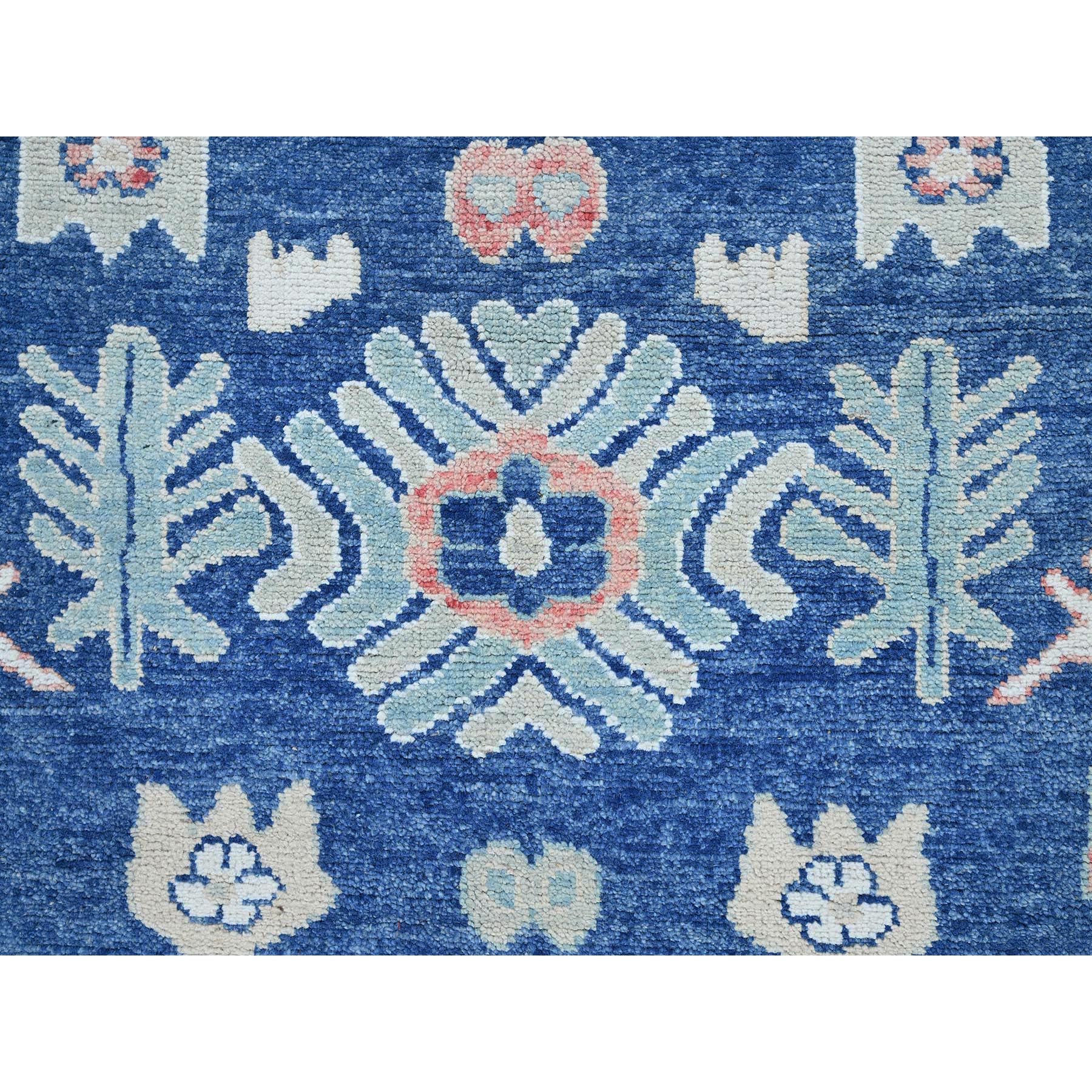 9'2"x12'1" Navy Blue, Afghan Oushak with Leaf Design, Supple Collection, Soft and Lush Pile, Pure Wool, Densely Woven, Hand Knotted, Oriental Rug Sh892