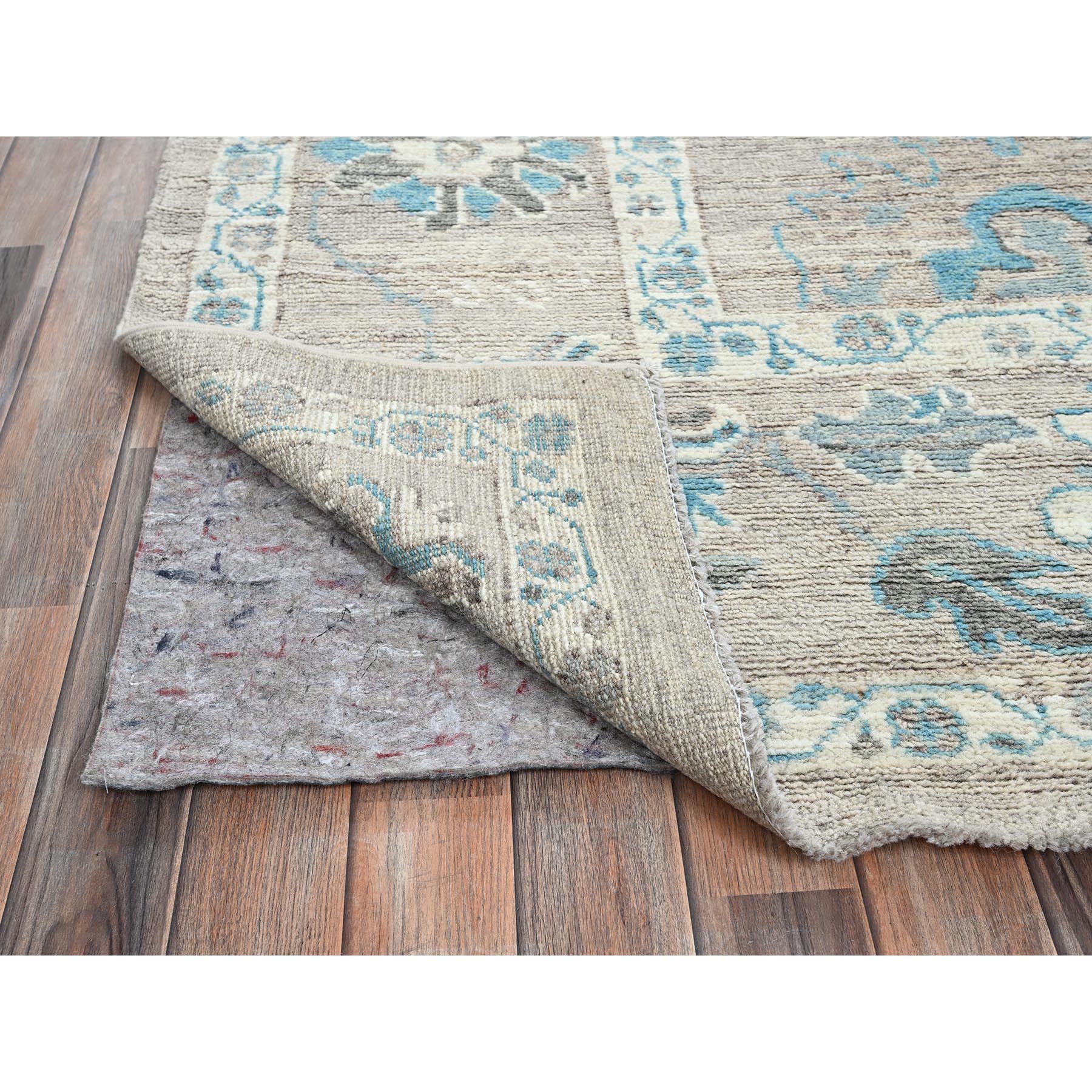 9'7"x12'2" Dark Vanilla Brown, Afghan Oushak with Leaf Design, Supple Collection, Soft and Lush Pile, Densely Woven, Pure Wool, Hand Knotted, Oriental Rug Sh894