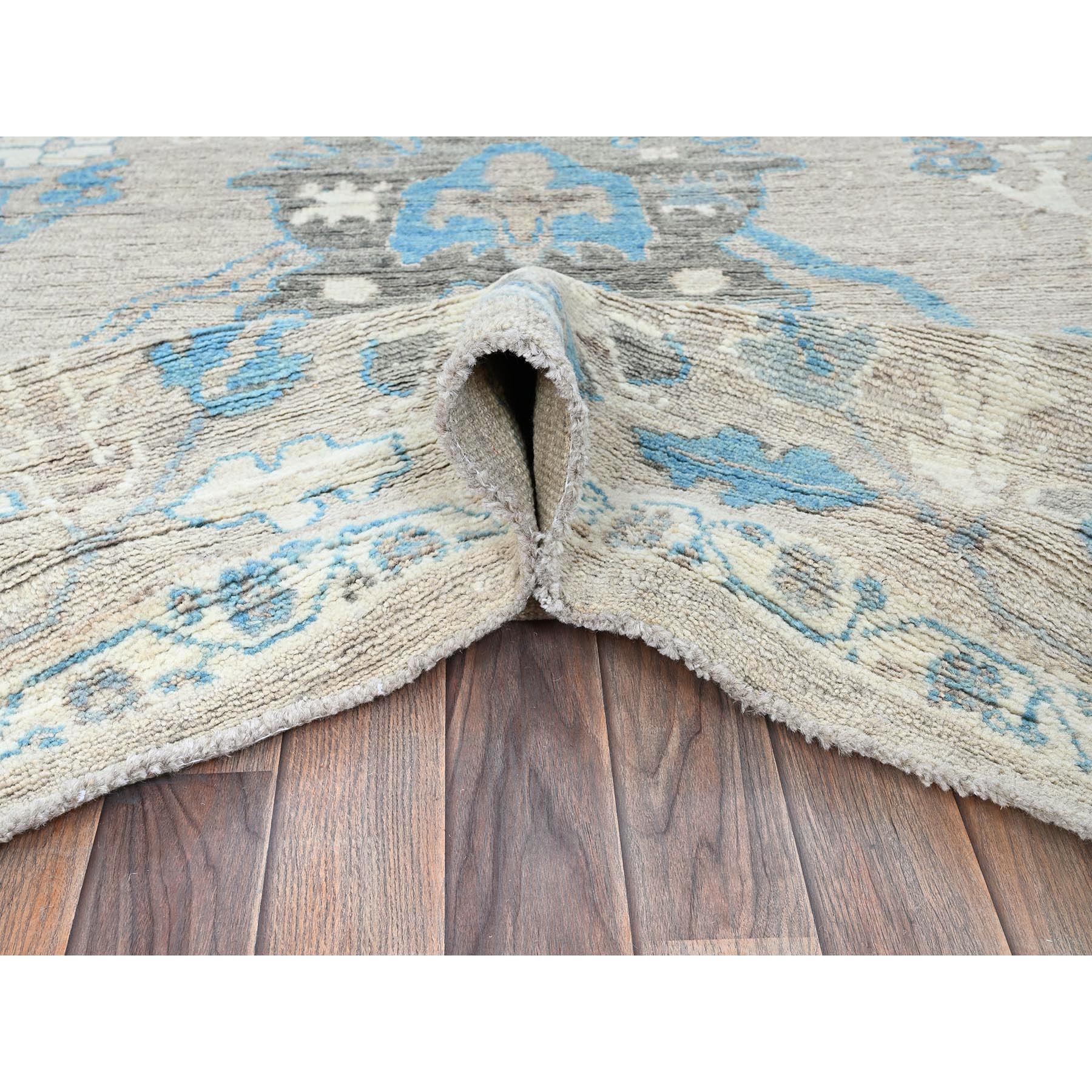 9'7"x12'2" Dark Vanilla Brown, Afghan Oushak with Leaf Design, Supple Collection, Soft and Lush Pile, Densely Woven, Pure Wool, Hand Knotted, Oriental Rug Sh894