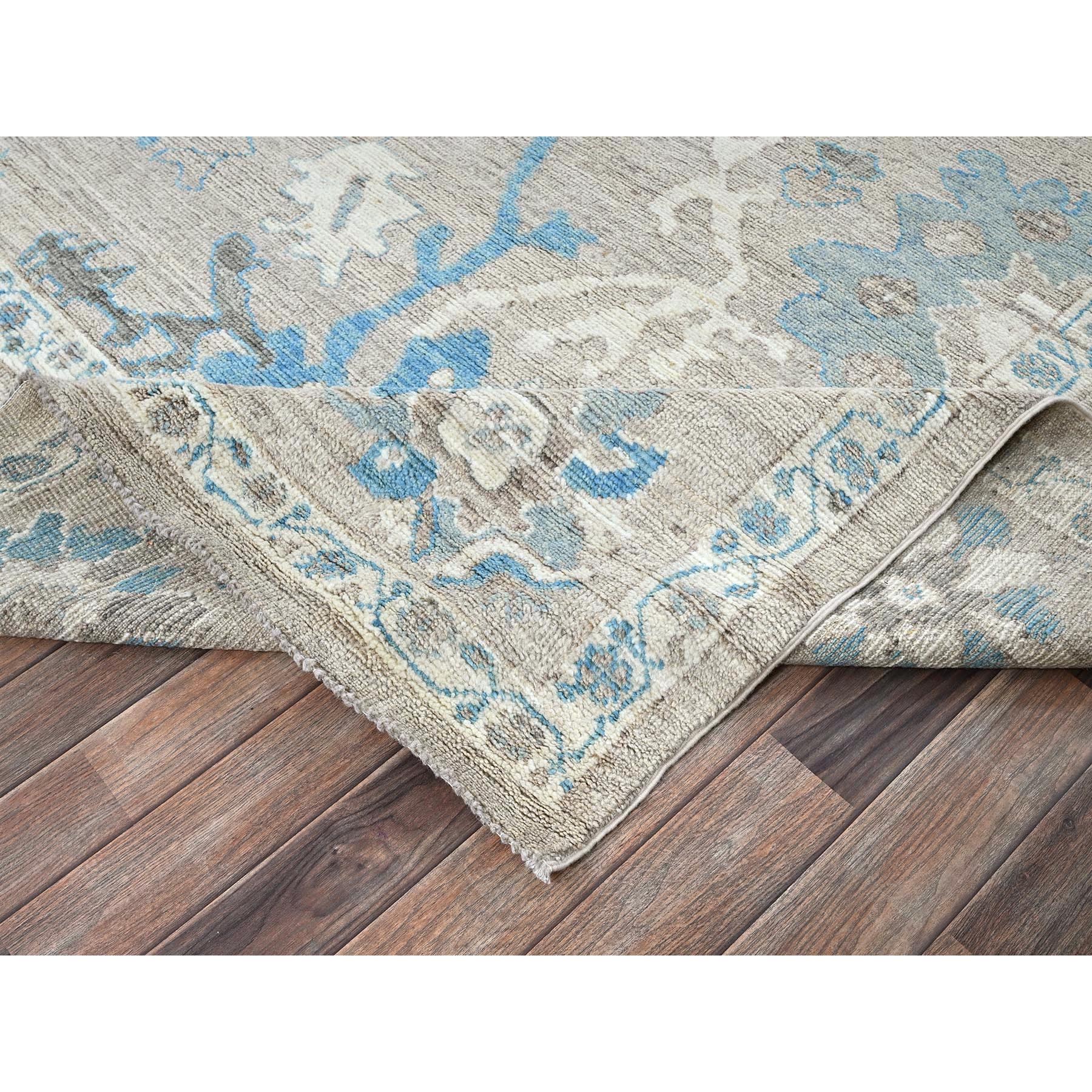 9'7"x12'2" Dark Vanilla Brown, Afghan Oushak with Leaf Design, Supple Collection, Soft and Lush Pile, Densely Woven, Pure Wool, Hand Knotted, Oriental Rug Sh894
