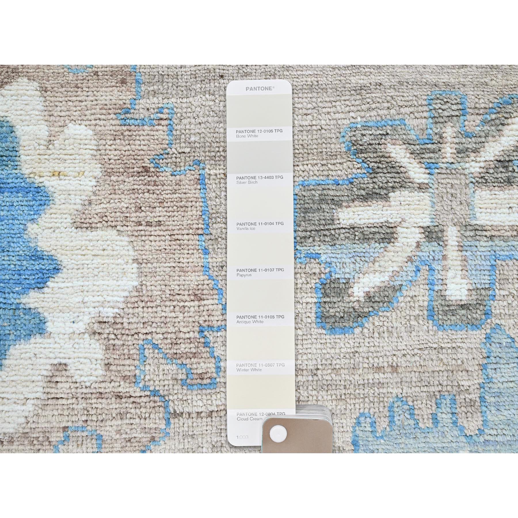9'7"x12'2" Dark Vanilla Brown, Afghan Oushak with Leaf Design, Supple Collection, Soft and Lush Pile, Densely Woven, Pure Wool, Hand Knotted, Oriental Rug Sh894