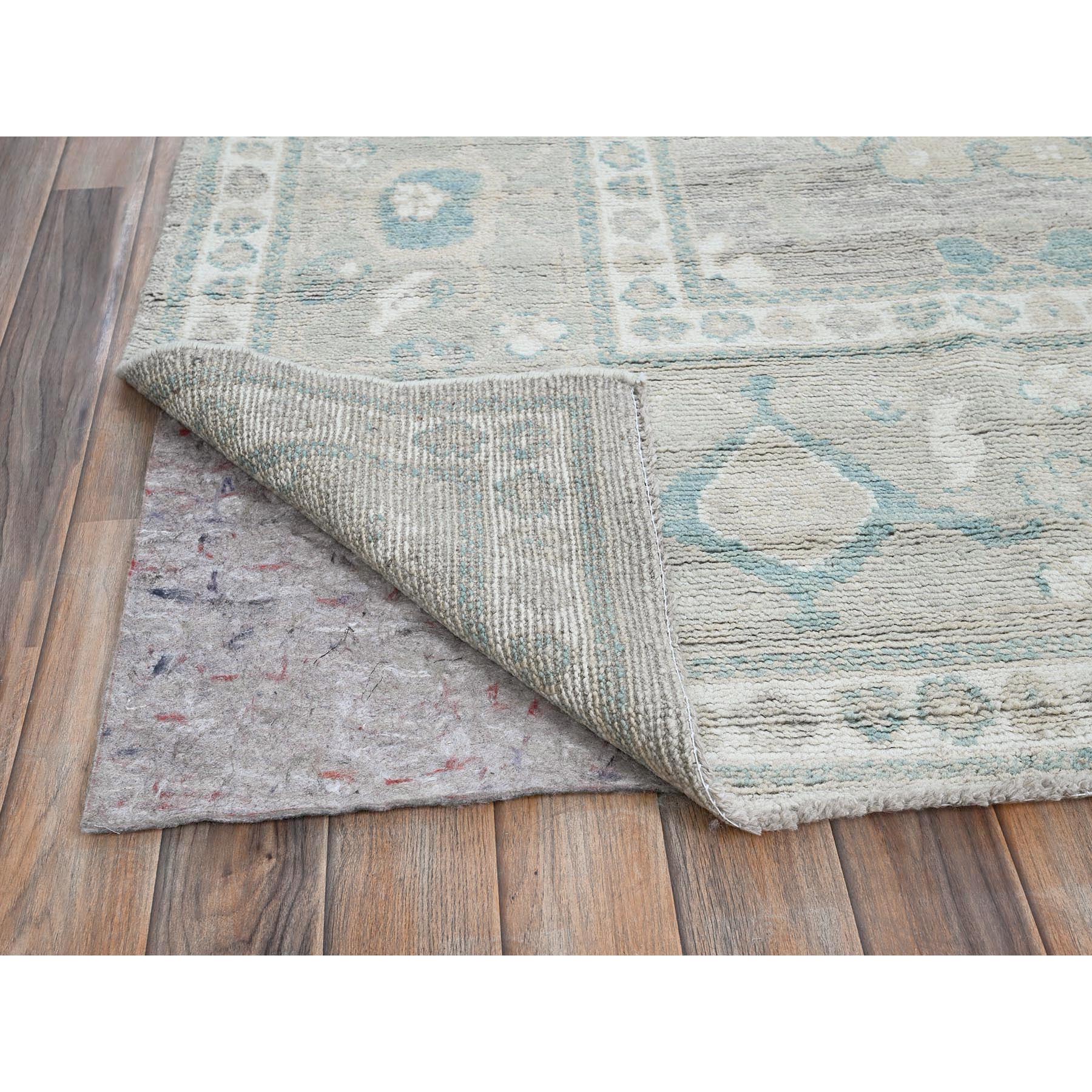 9'2"x11'10" Oyster Gray, Afghan Oushak with All Over Leaf Design, Supple Collection, Soft and Lush Pile, Pure Wool, Densely Woven, Hand Knotted, Oriental Rug Sh896