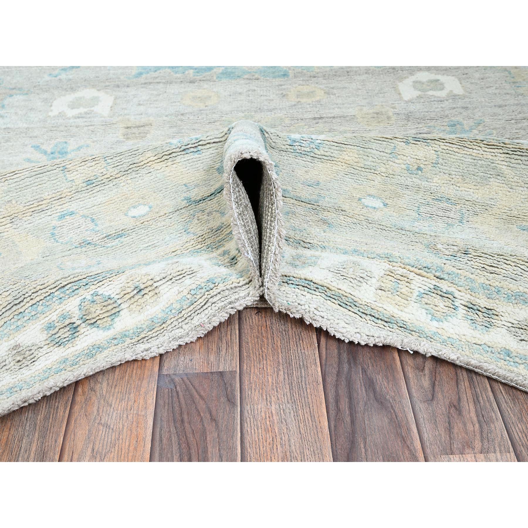 9'2"x11'10" Oyster Gray, Afghan Oushak with All Over Leaf Design, Supple Collection, Soft and Lush Pile, Pure Wool, Densely Woven, Hand Knotted, Oriental Rug Sh896
