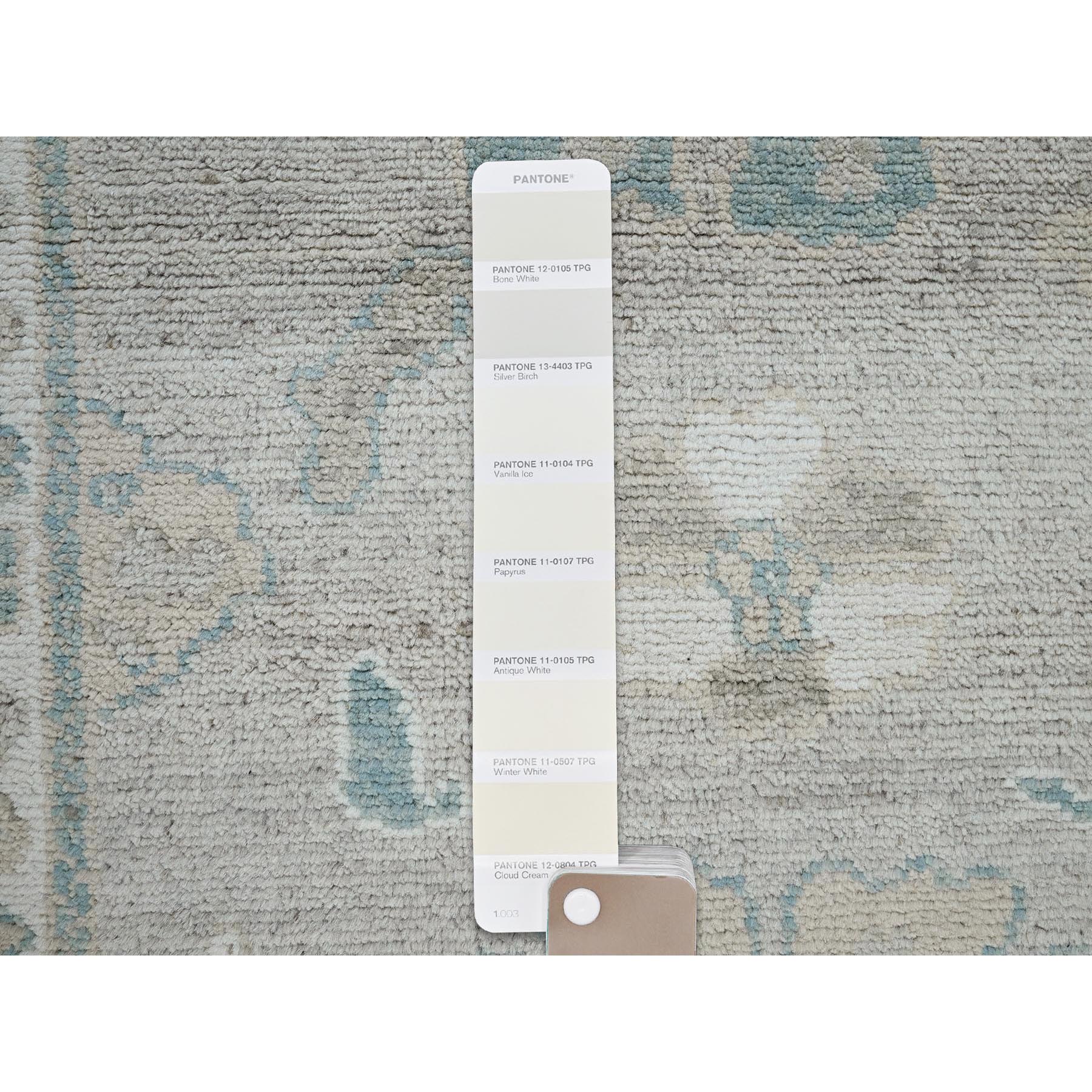 9'2"x11'10" Oyster Gray, Afghan Oushak with All Over Leaf Design, Supple Collection, Soft and Lush Pile, Pure Wool, Densely Woven, Hand Knotted, Oriental Rug Sh896