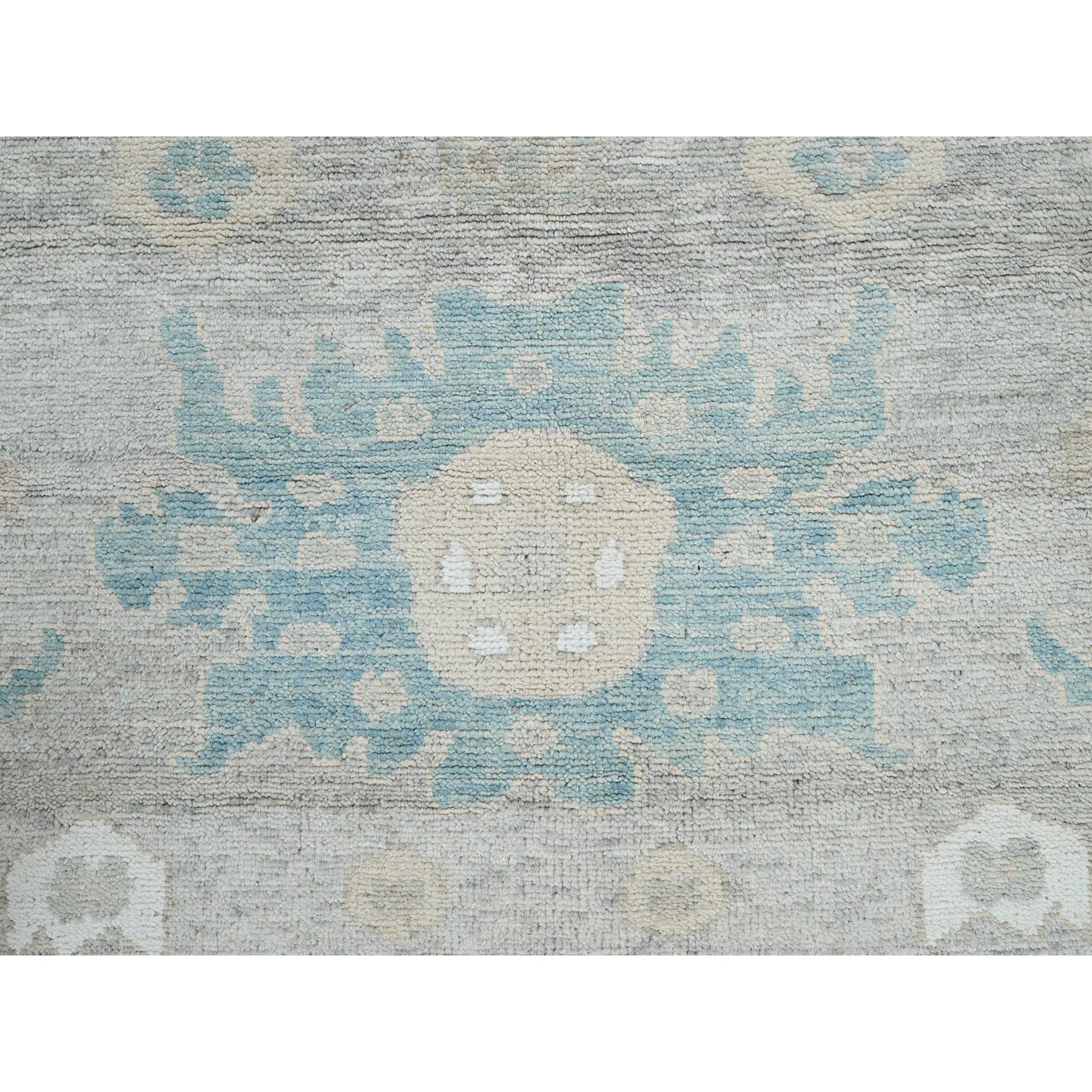 9'2"x11'10" Oyster Gray, Afghan Oushak with All Over Leaf Design, Supple Collection, Soft and Lush Pile, Pure Wool, Densely Woven, Hand Knotted, Oriental Rug Sh896