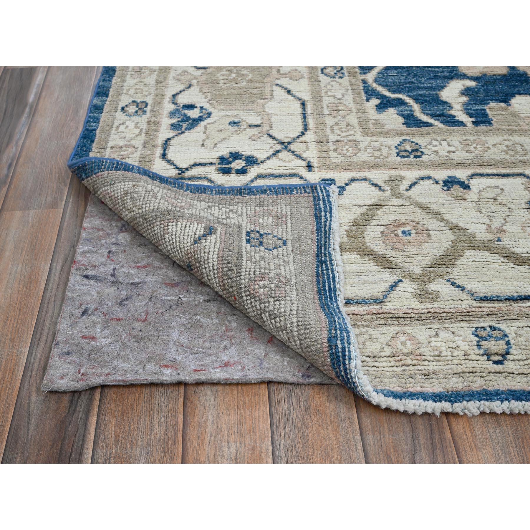 9'x12' Yale Blue, Afghan Oushak with All Over Leaf Design, Supple Collection, Soft and Lush Pile, Velvety Wool, Hand Knotted, Densely Woven, Oriental Rug Sh897