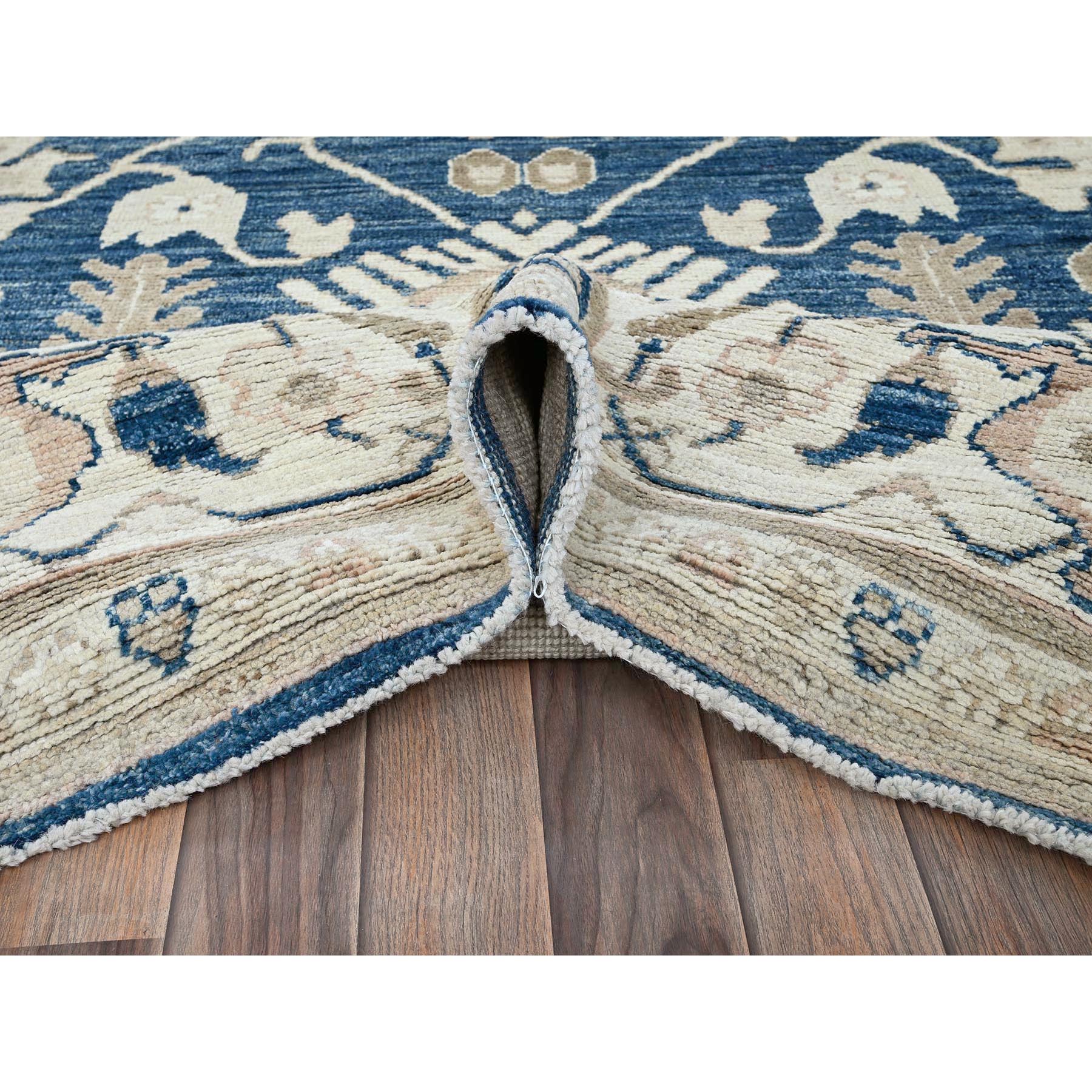 9'x12' Yale Blue, Afghan Oushak with All Over Leaf Design, Supple Collection, Soft and Lush Pile, Velvety Wool, Hand Knotted, Densely Woven, Oriental Rug Sh897