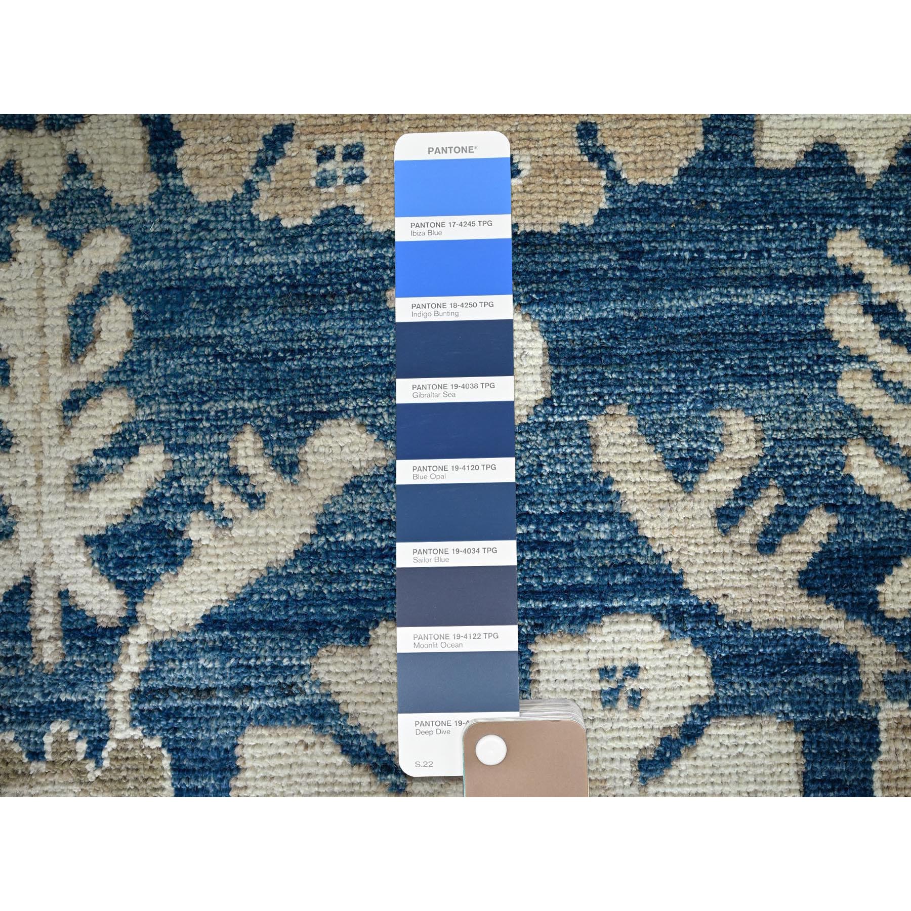 9'x12' Yale Blue, Afghan Oushak with All Over Leaf Design, Supple Collection, Soft and Lush Pile, Velvety Wool, Hand Knotted, Densely Woven, Oriental Rug Sh897