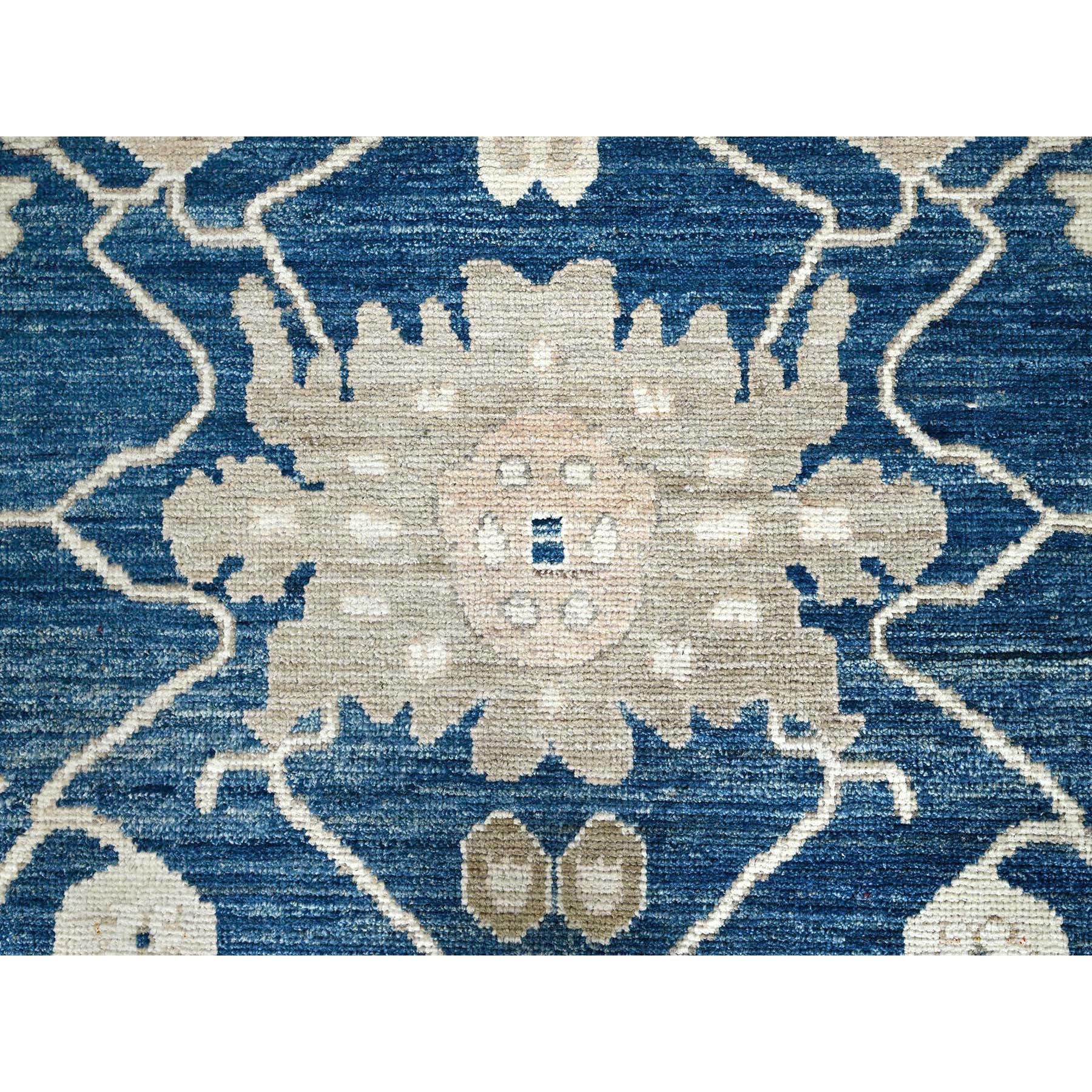 9'x12' Yale Blue, Afghan Oushak with All Over Leaf Design, Supple Collection, Soft and Lush Pile, Velvety Wool, Hand Knotted, Densely Woven, Oriental Rug Sh897