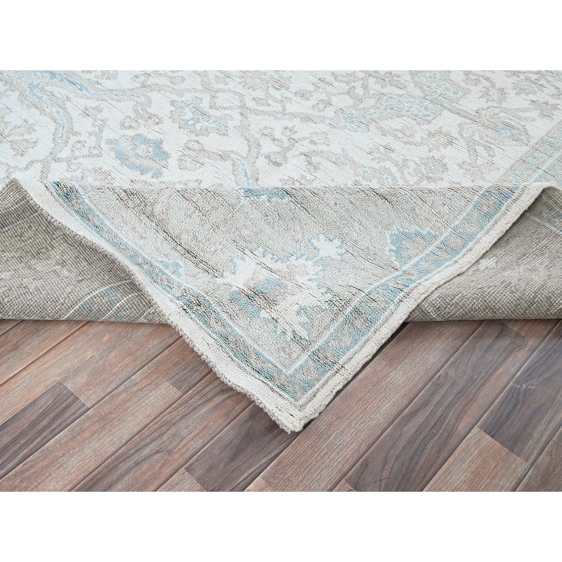8'x9'8" Alabaster White, Afghan Oushak with All Over Vines Design, Supple Collection, Soft and Lush Pile, Velvety Wool, Densely Woven, Hand Knotted, Oriental Rug Sh899