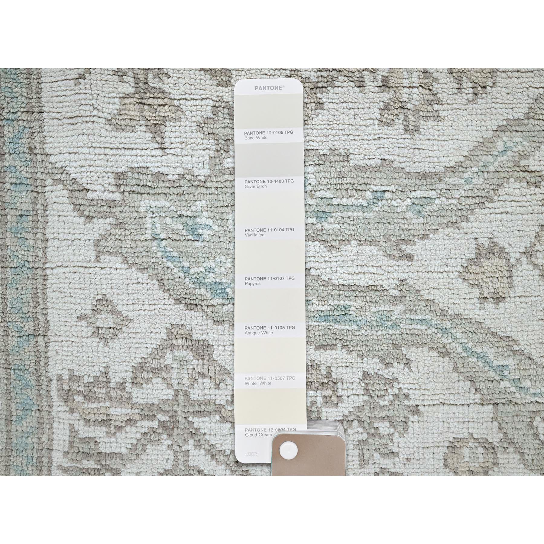 8'x9'8" Alabaster White, Afghan Oushak with All Over Vines Design, Supple Collection, Soft and Lush Pile, Velvety Wool, Densely Woven, Hand Knotted, Oriental Rug Sh899