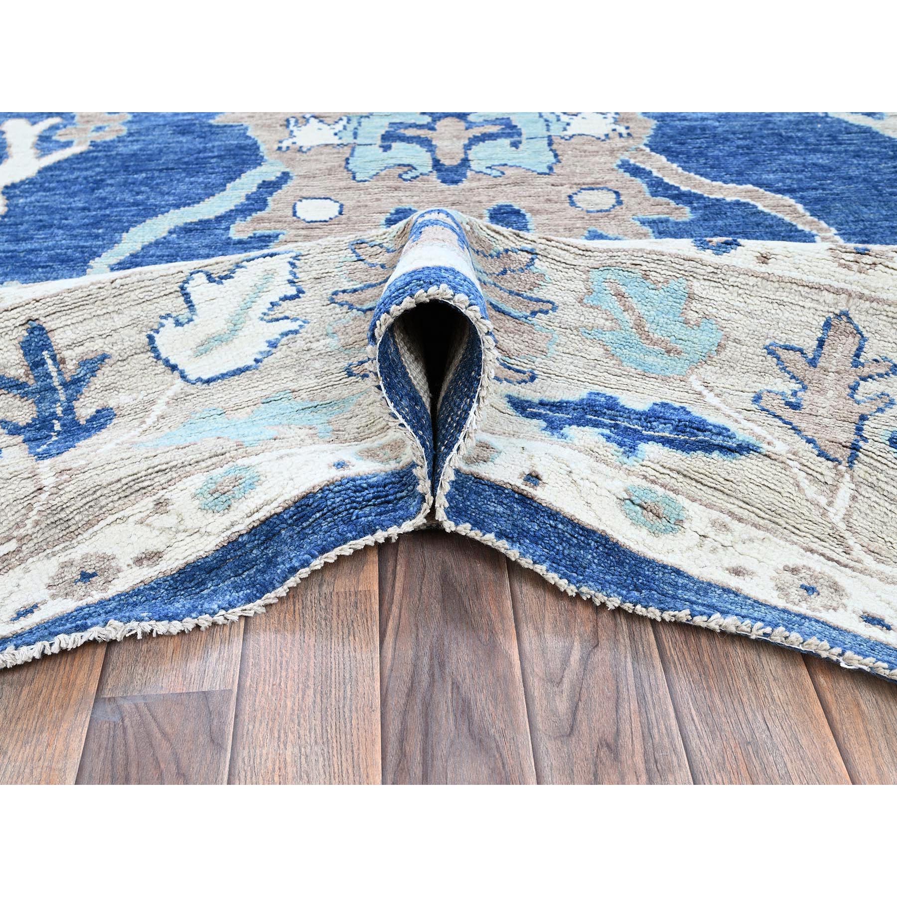10'4"x13'6" Bayern Blue, Afghan Oushak with All Over Leaf Design, Supple Collection, Soft and Lush Pile, 100% Wool, Densely Woven, Hand Knotted, Oriental Rug Sh900